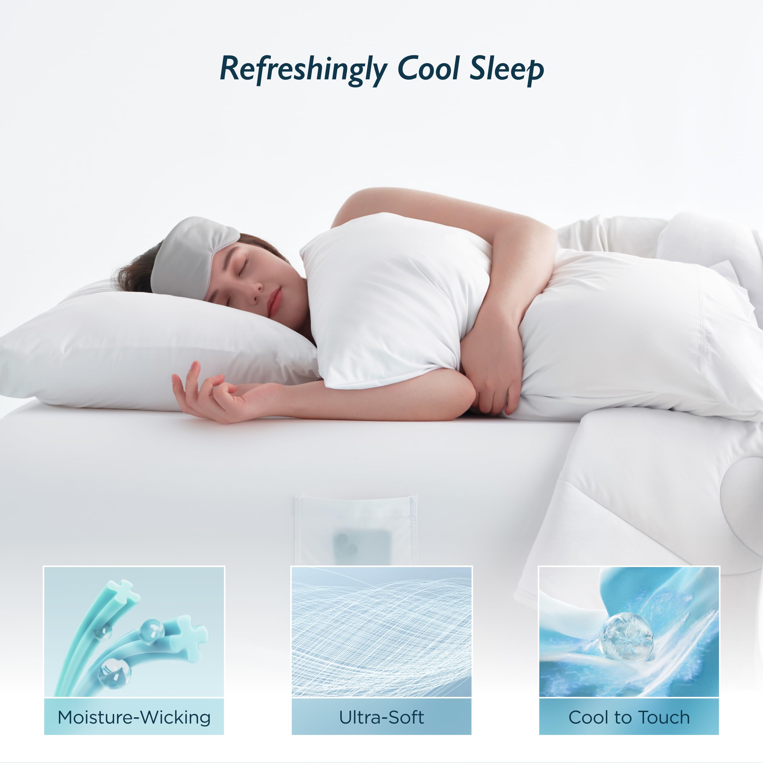 Breescape Cooling Pillow Cases King Size Set of 2, BlendTek™ Cooling Technology for Hot Sleepers & Night Sweats, Silky Soft Cool Pillowcases for Hair & Skin Care, 20" x 36", Snow White