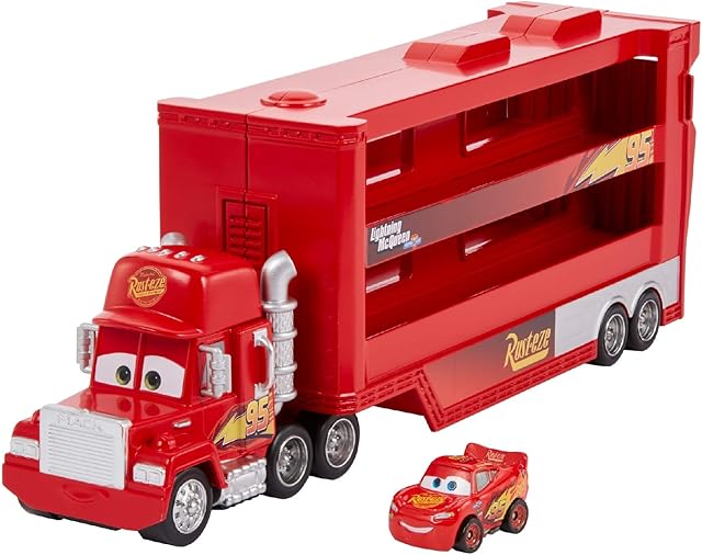 Disney and Pixar Cars Mack Minis Transporter With 1 Metal Mini Racer Vehicle, Kids Birthday Gift For Ages 4 Years and Older