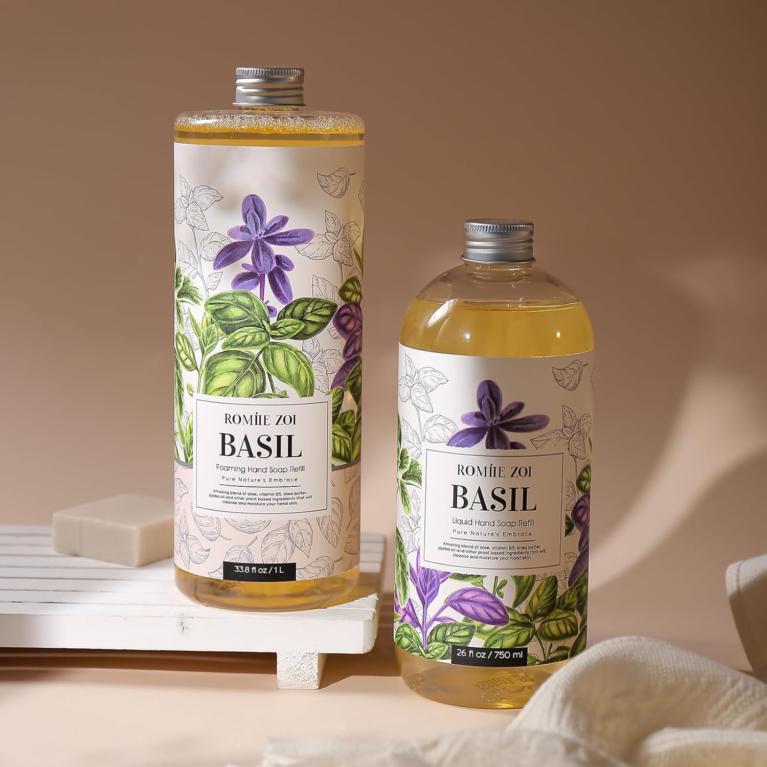 ROMIIE ZOI Foaming Hand Soap Refill, Basil, Gentle & Moisturizing Formula, 1 L/ 33.8 FL OZ - Image 5