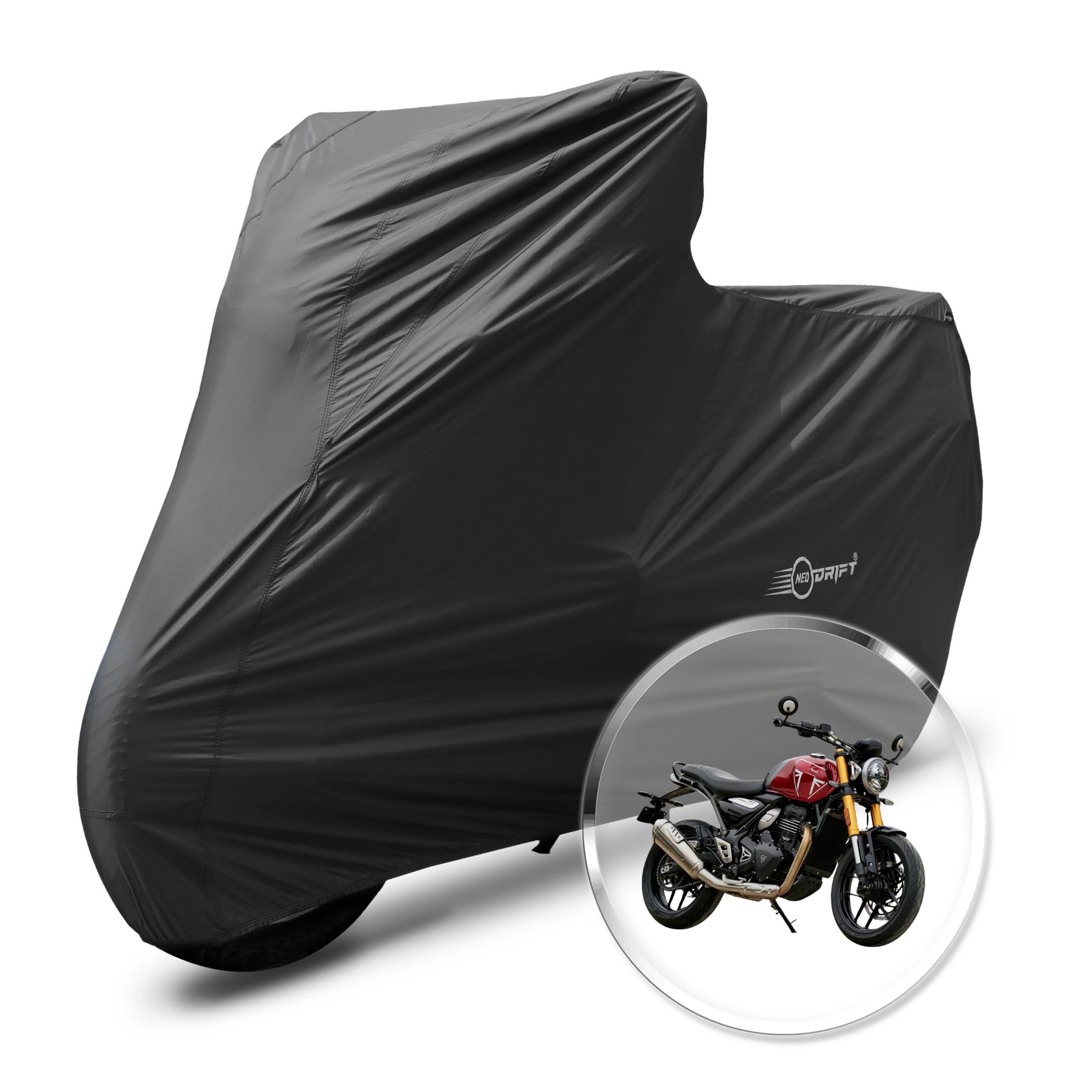 Neodrift 'NeoMax' Bike Cover for Triumph Speed 400 (All-Weather Motorcycle Protection, Water & UV Resistant, Dustproof, Windproof) (Color-Black)-image-4