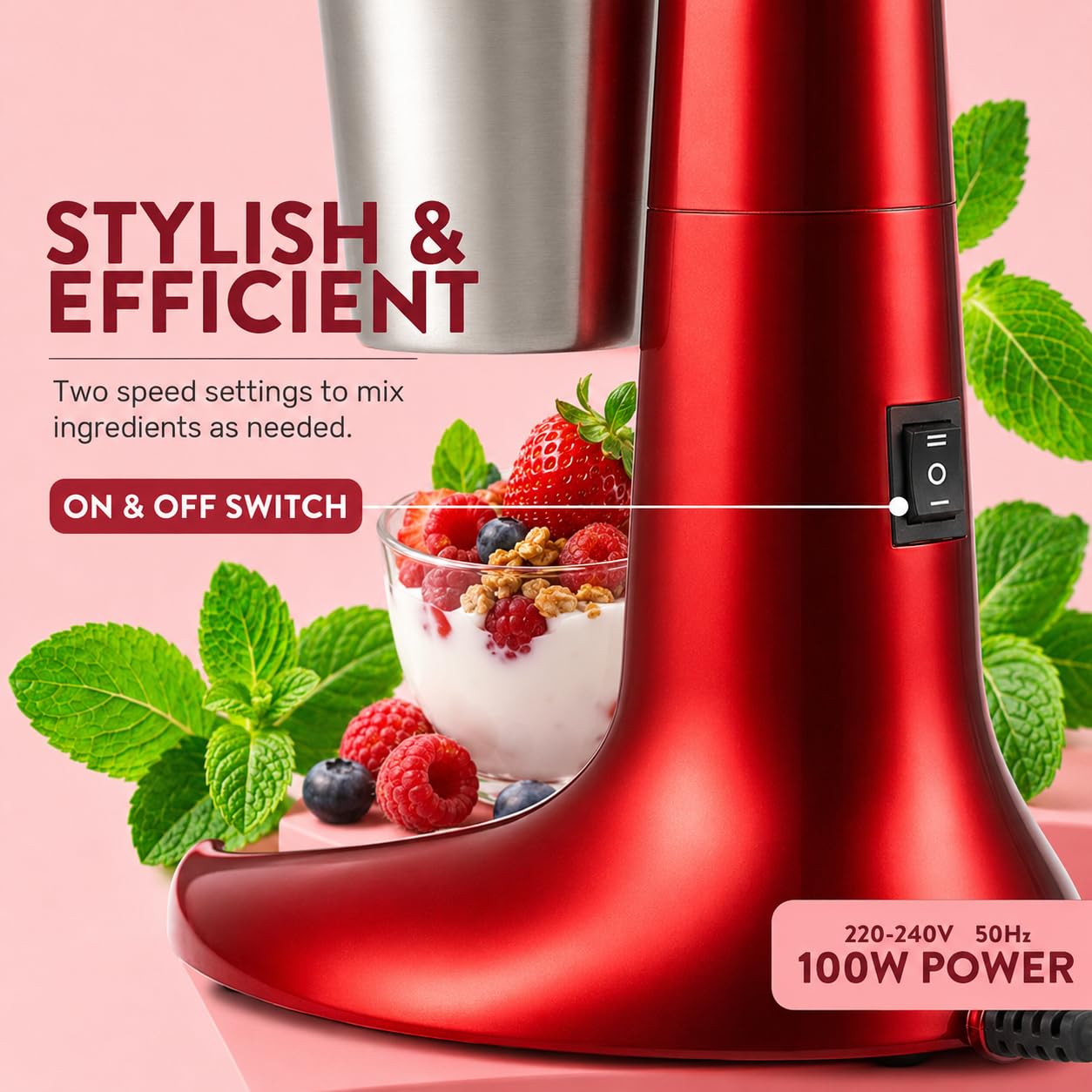 Retro Milkshake Maker kubek do mieszania ze stali nierdzewnej, 100 W, 500