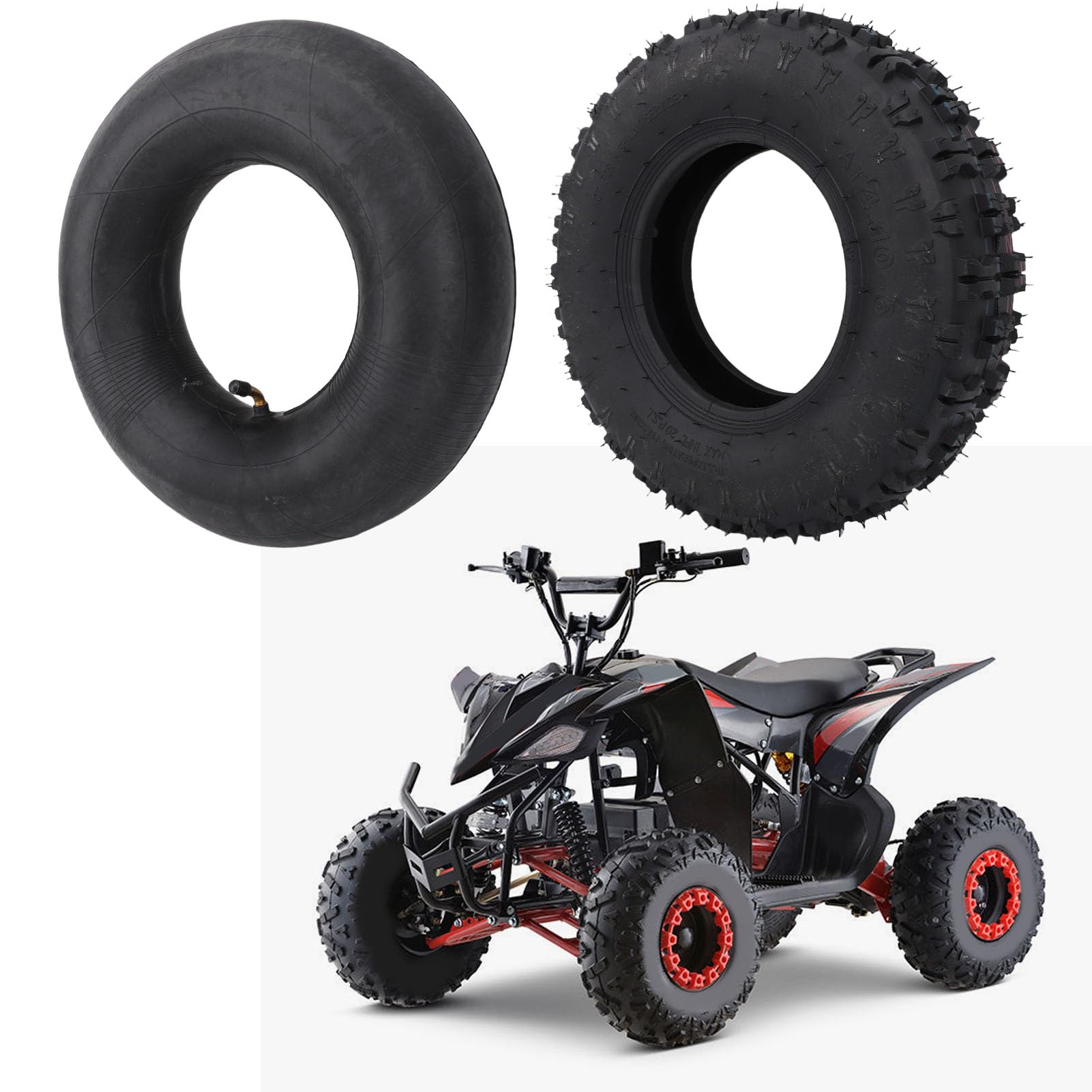 Akozon Tubes Intérieurs en Caoutchouc et Pneu pour 4.10-6 Tire Inner Tube Set Go Kart Chinois TV-Tracteur Mini Vélo