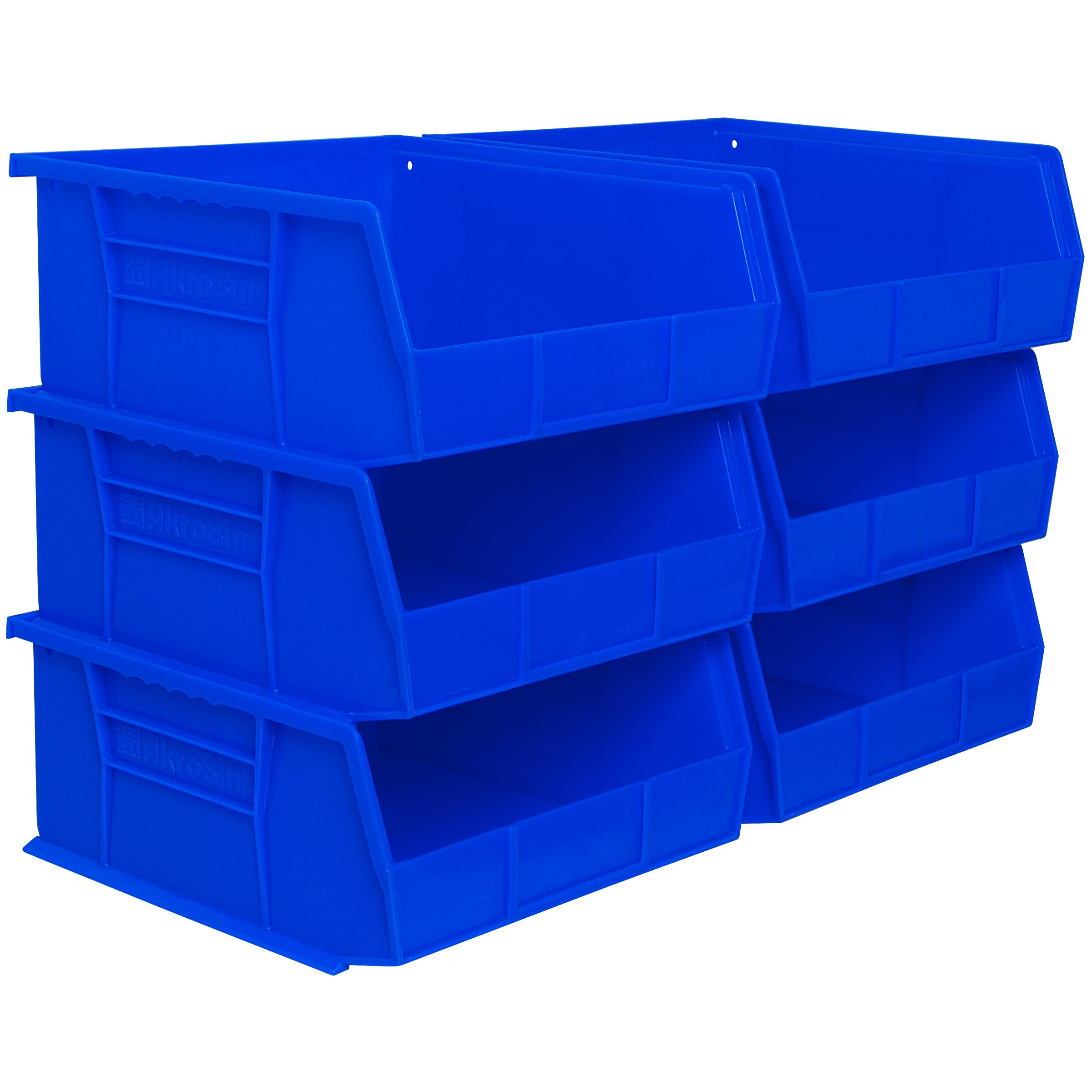 Akro-Mils30235 AkroBins Plastic Storage Bins, Space-Saving Stackable Bins, Garage Organization Bins, Pantry Organization, Craft Storage, 11-Inch x 11-Inch x 5-Inch, Blue, 6-Pack