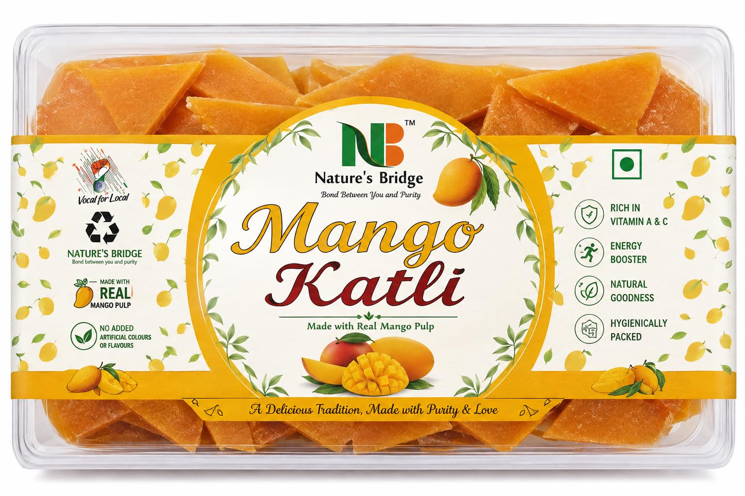Nature's Bridge Mango Katli | Aam Papad | Dry Mango Slice | Khatta-Meetha Aam Papad - 500 Gram-image-43