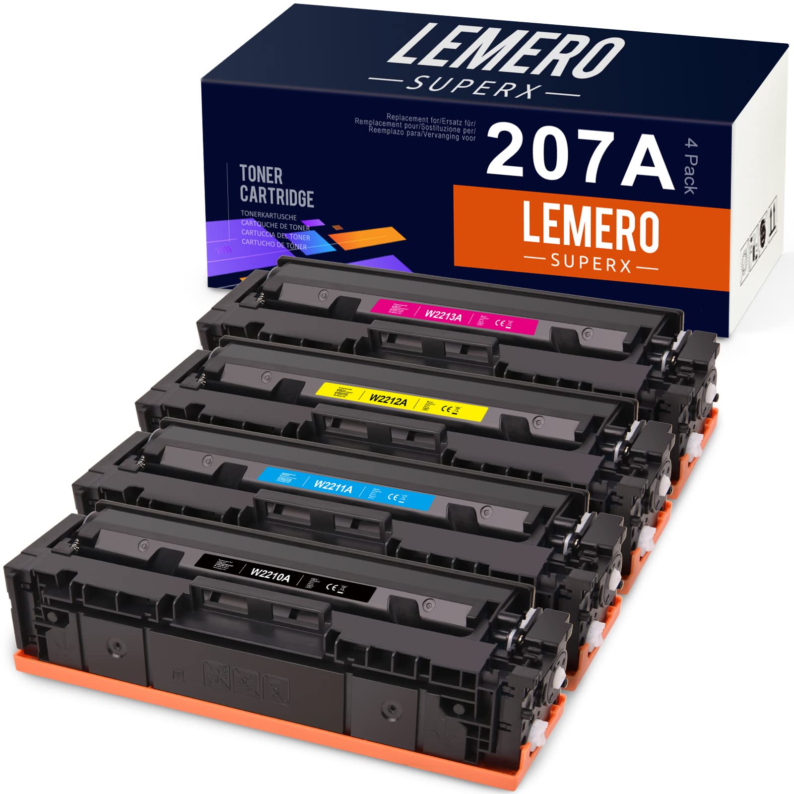 Lemero Superx 207A W2210A 207X Compatible with HP 207A W2210A W2211A W2212A W2213A Toner Cartridges for HP Color Laserjet pro MFP m283fdw m282nw M283fdn M255dw M25dw M25dw M25dw 255nw (4 Pack)