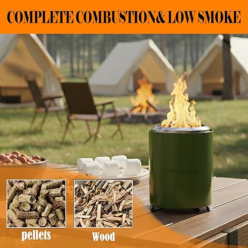 Miniatura 5 de Hoguera portátil de mesa, sin humo, estufa de leña y pellets para acampar al aire libre con bolsa de transporte, tenedores y alfombrilla (9.7 x 7.1