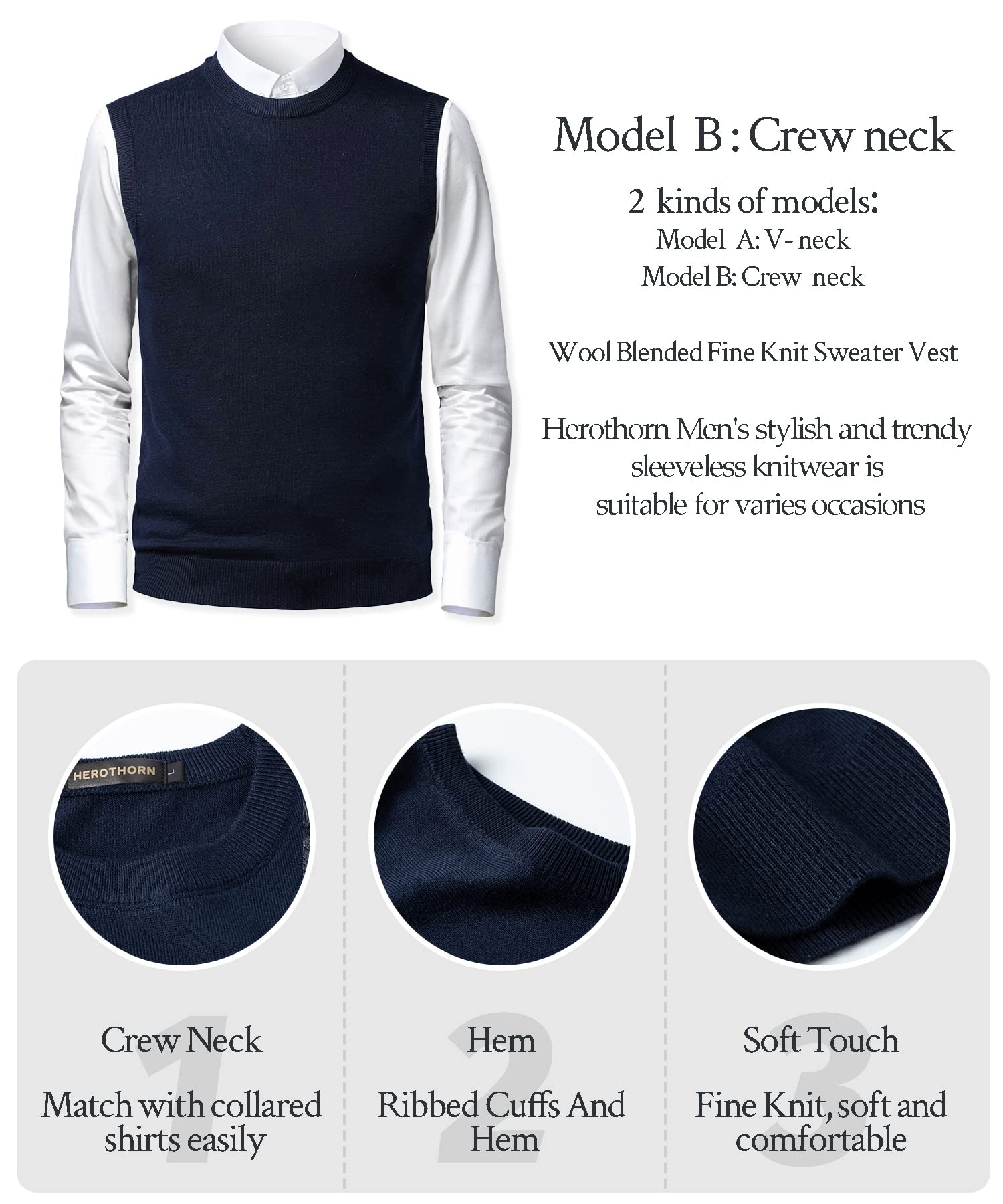 Maglione Panciotto Gilet Canotte Sweater Felpa da Uomo Lavorato a Maglia Senza Maniche Smanicato Pullover Maglieria Panciotto