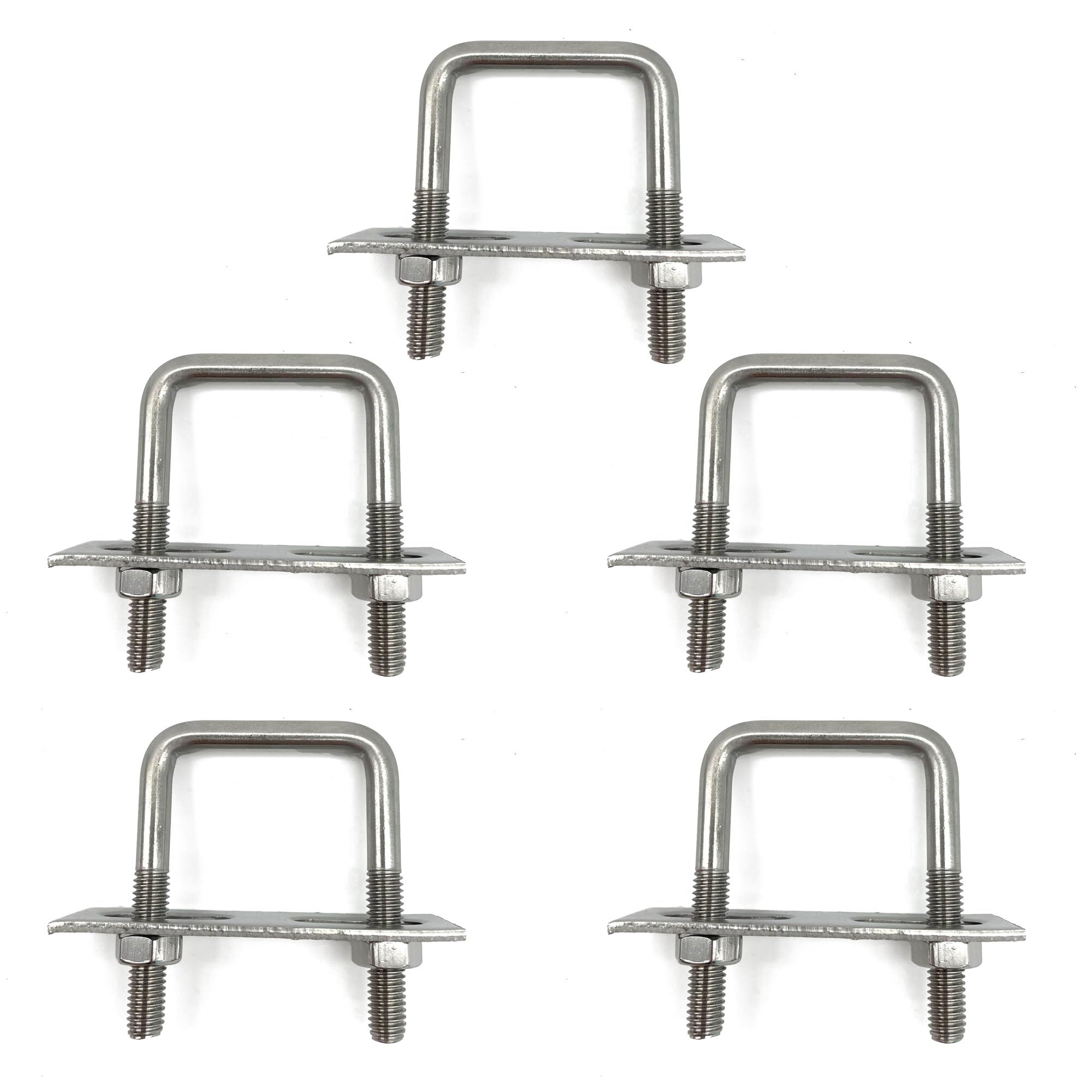 duoyif U Bolt M6 25 x 50 mm Pack of 5 U Bolts Square, U-Bolt M6 U Shackle, U Screws M6 Stainless Steel with Nut Frame Plate