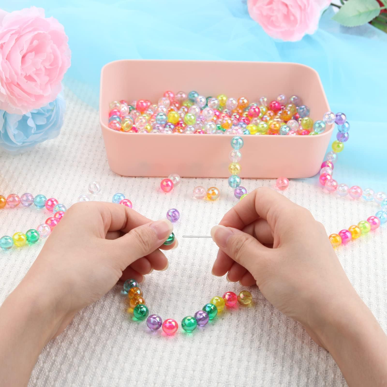 100 Perle Di Vetro Rotonde 4-4,5 Mm Colori Misti - Per Creare Gioielli Fai Da Te