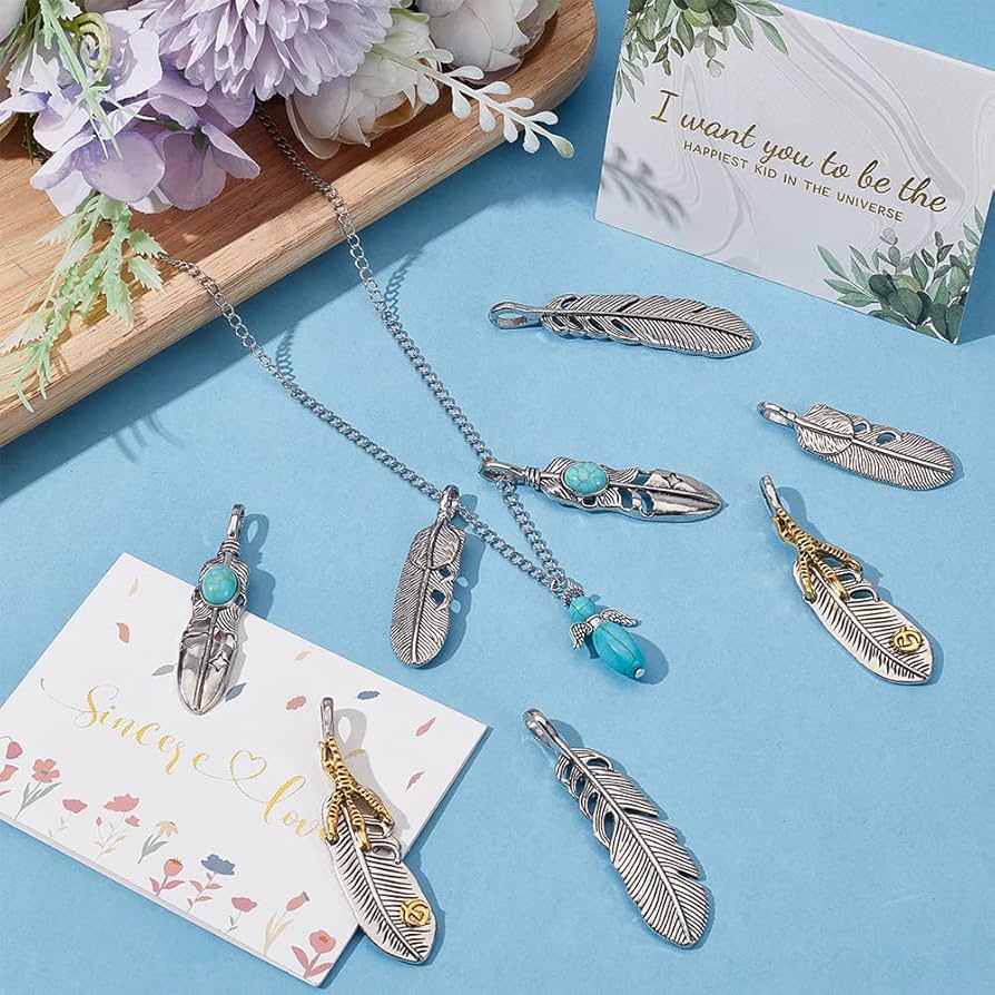 Amazon.com: GORGECRAFT 1 Box 8PCS Silver Golden Alloy Big Feather