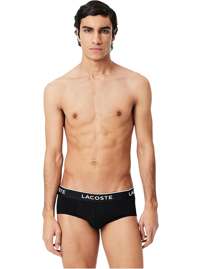 Black Lacoste Cotton Stretch Essentials Briefs 3-pack