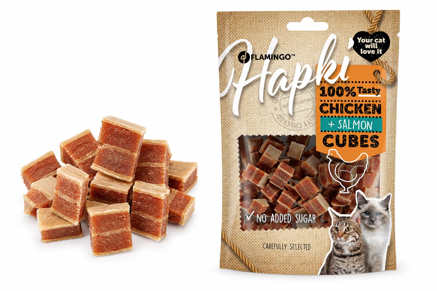 HAPKI Cubos con Pollo Y SALMÓN 50G