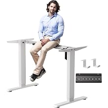Electric Adjustable Standing Desk Frame Workstation Up to 47.2 Inch Ergonomic Standing Desk Base with Memory Controller White Frame Only