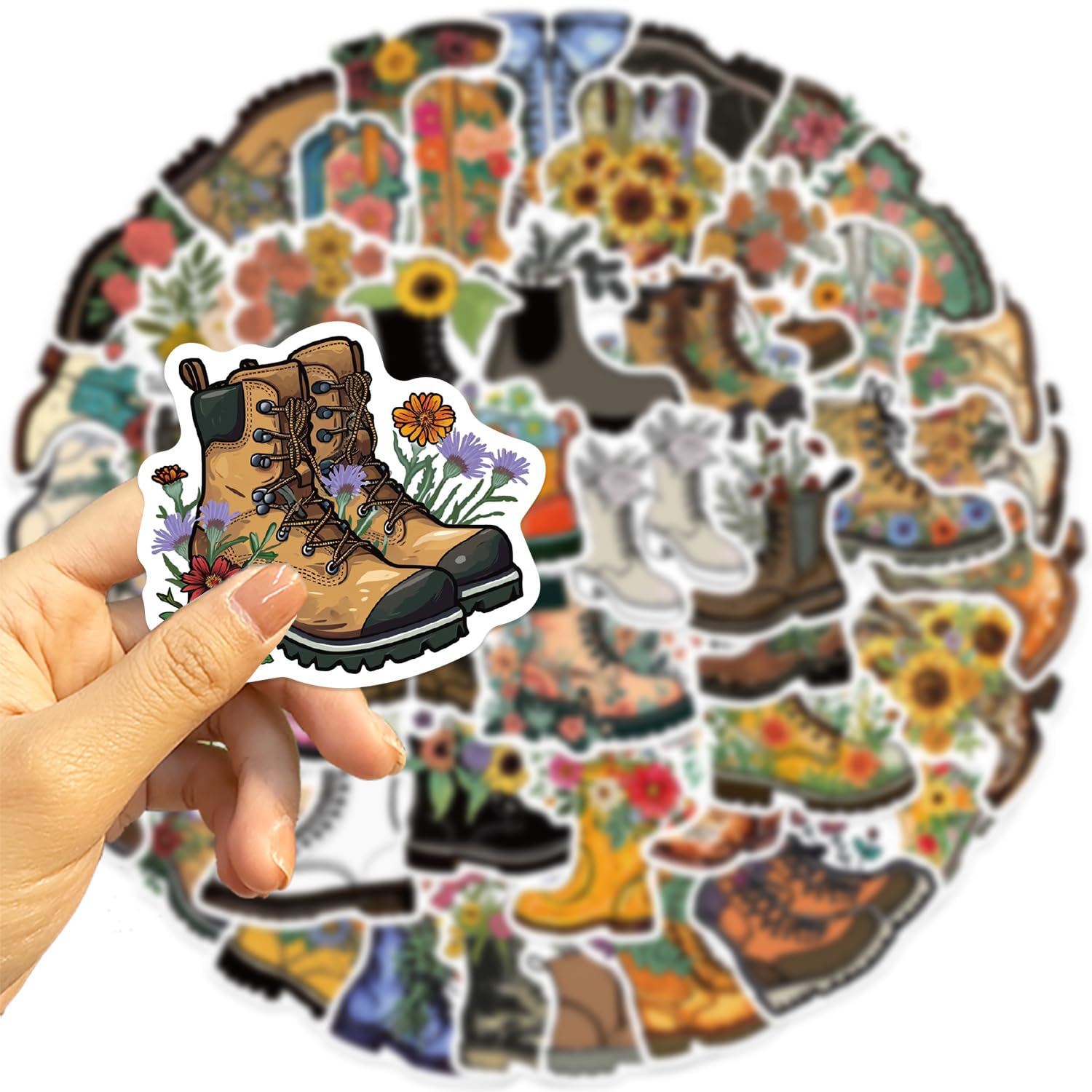 50Pcs Boots Stickers Laptop Car Scrapbook Phone Skateboard Suitcase Luggage Bike Boots Stickers Vinyl Waterproof Aesthetic Personalised Stickers for Teens Boys Girls Adults - Image 4