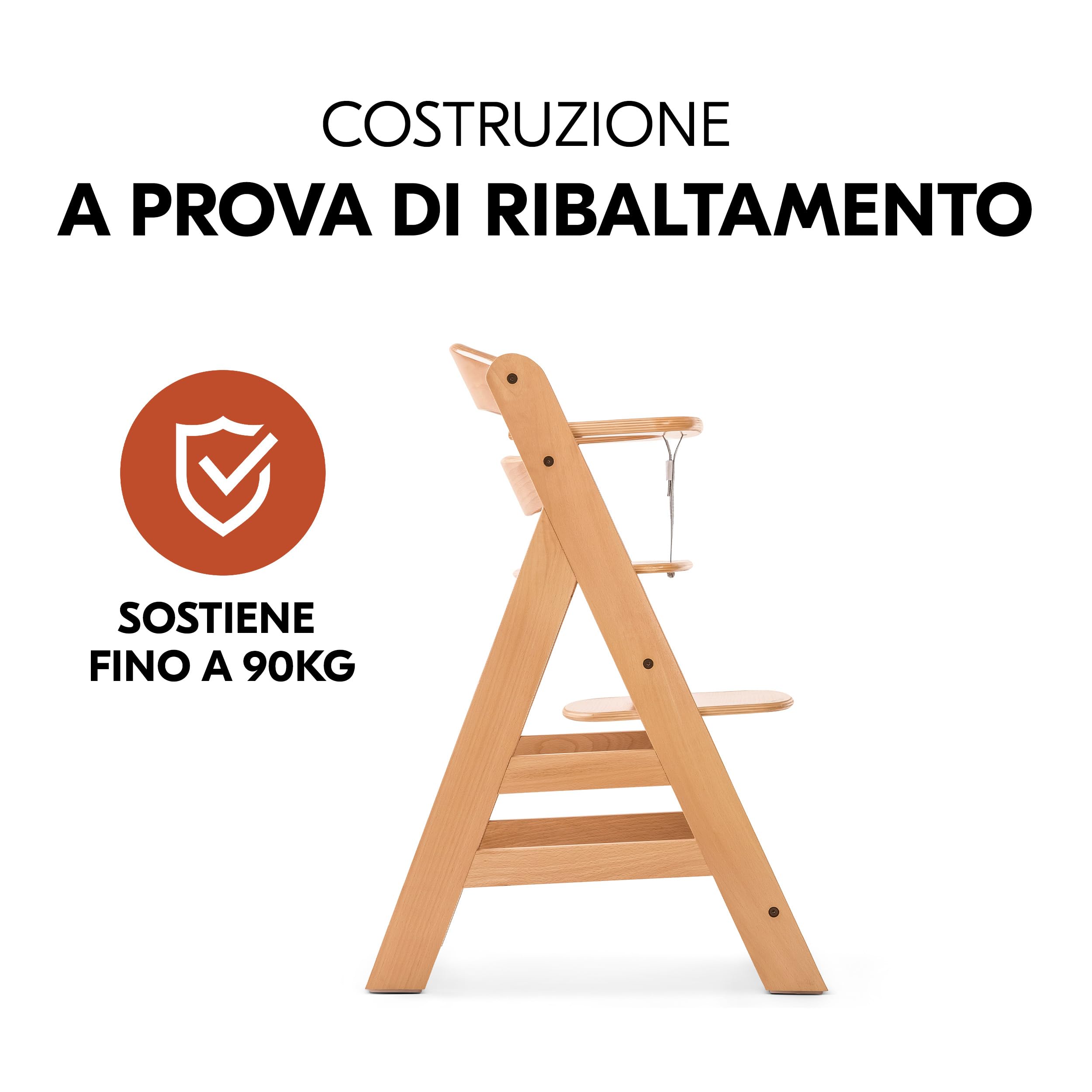 hauck Seggiolone Alpha+ Newborn Set Eco Bouncer - Seggiolone Pappa Bimbi in Legno dalla Nascita con Sdraietta Neonato 2in1 Regolabile e Cuscino - Naturale