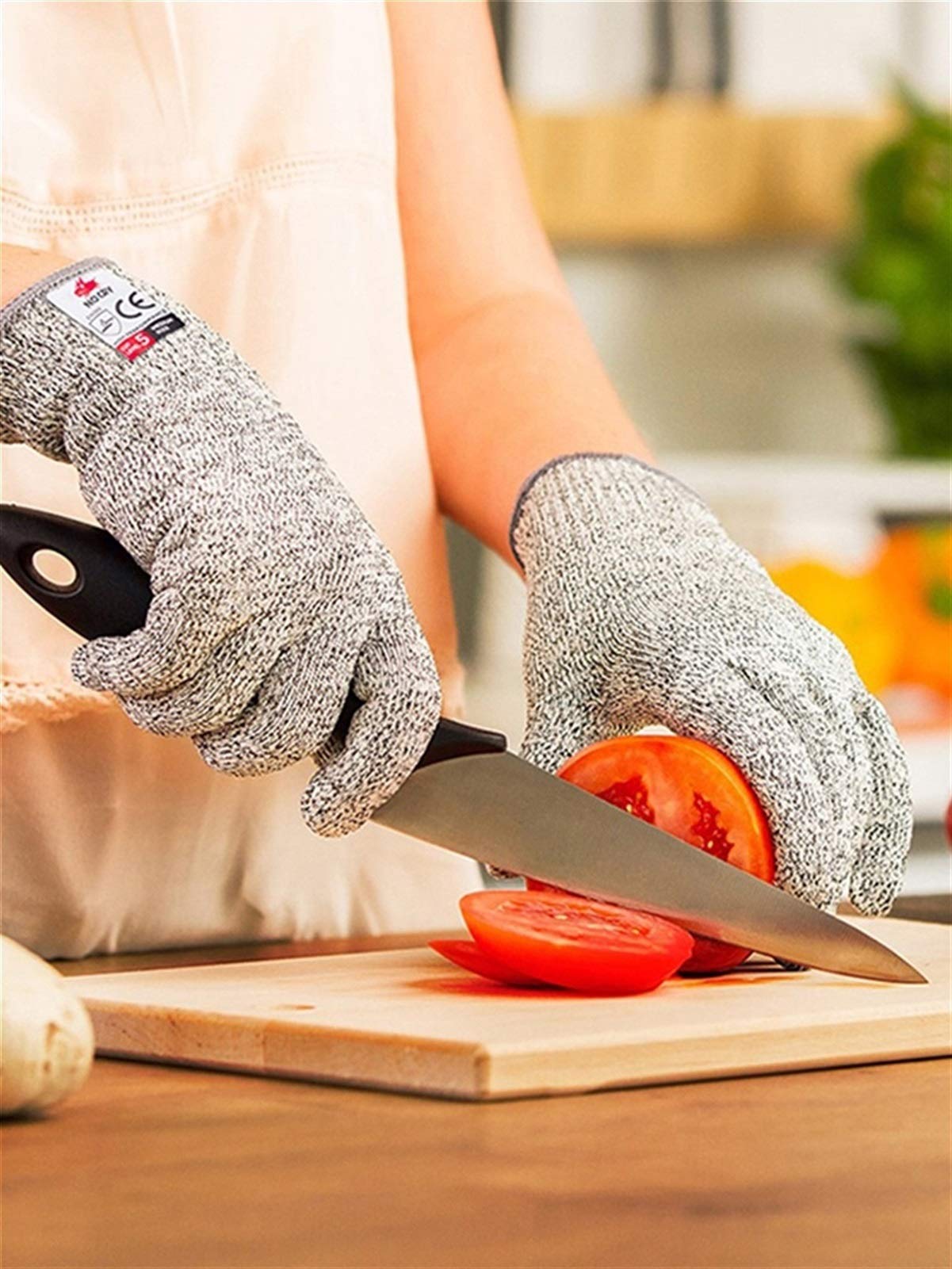 Guantes anticorte 1 par de guantes anticorte, guantes protectores de seguridad con aislamiento térmico y contra incendios, utilizados para cortar carne de carnicero y tallar madera, 3 tamaños (ta