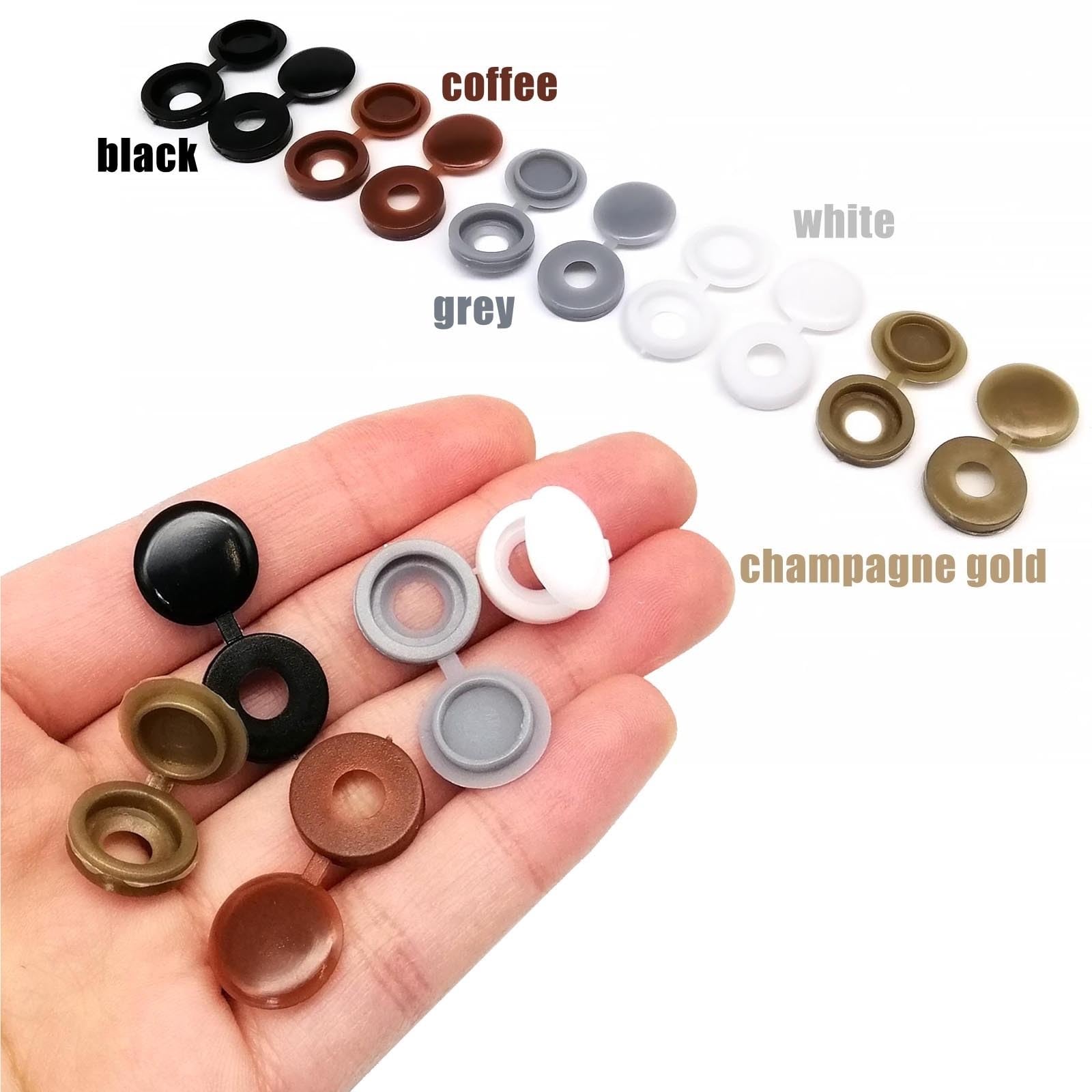 Zaślepki na śruby na zawiasach 500 szt. Plastikowe samogwintujące dekoracyjne osłony ochronne do mebli samochodowych 5 kolorów | White 50pcs
