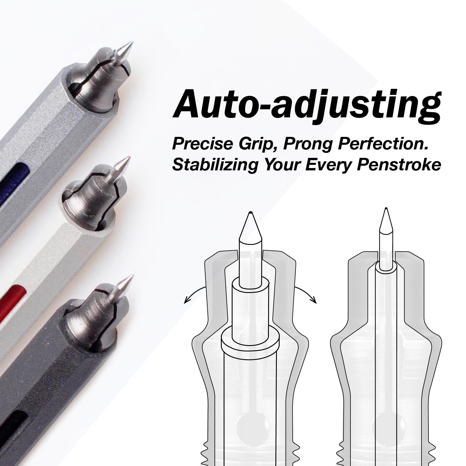 C Mini Durable Aluminum Alloy EDC Pen Compatible with 100 Refills - Ballpoint Rollerball Gel Auto-Adjusting Refillable Pen — view 3