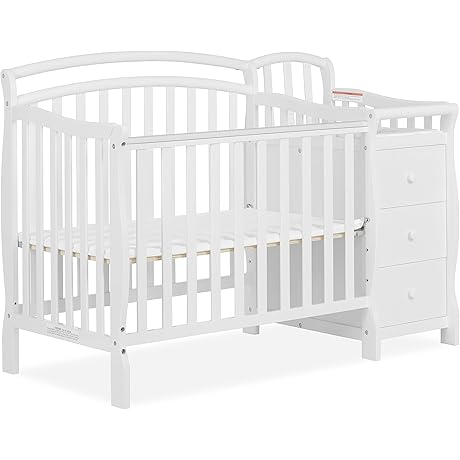 Casco White Crib with Changing Table: 3-in-1 Mini Crib and Changing Station