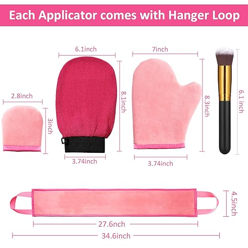Miniatura 2 de Kit de 5 aplicadores de manopla autobronceadora, incluye guante exfoliante, manopla de bronceado, mini guante facial, aplicador de loción para la
