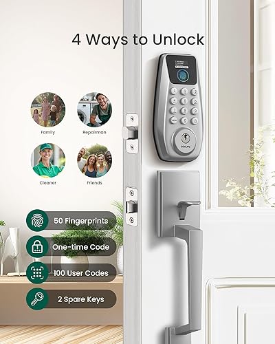 Miniatura 3 de DESLOC Cerradura de puerta de entrada sin llave C110 con juego de manija y pantalla (pantalla inteligente), cerraduras de puerta de huellas