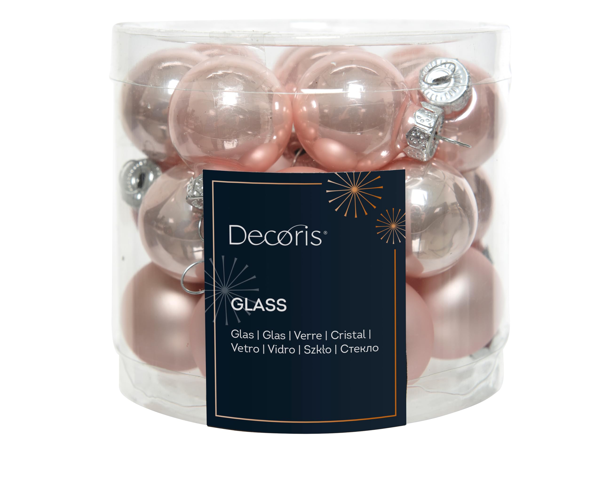 Kaemingk Blush Pink 25Mm Mini Glass Christmas Tree Baubles