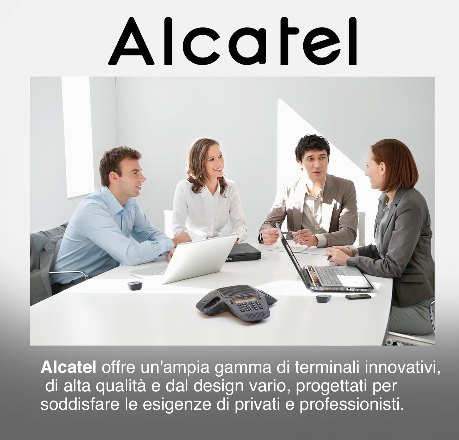 ALCATEL CONFERENCE IP1850 - Dispositivo SIP ad alta qualità audio - 4 microfoni DECT rimovibili - USB - Vivavoce Full Duplex - 3 account SIP - Display Retroilluminato - Rubrica Remota - PoE
