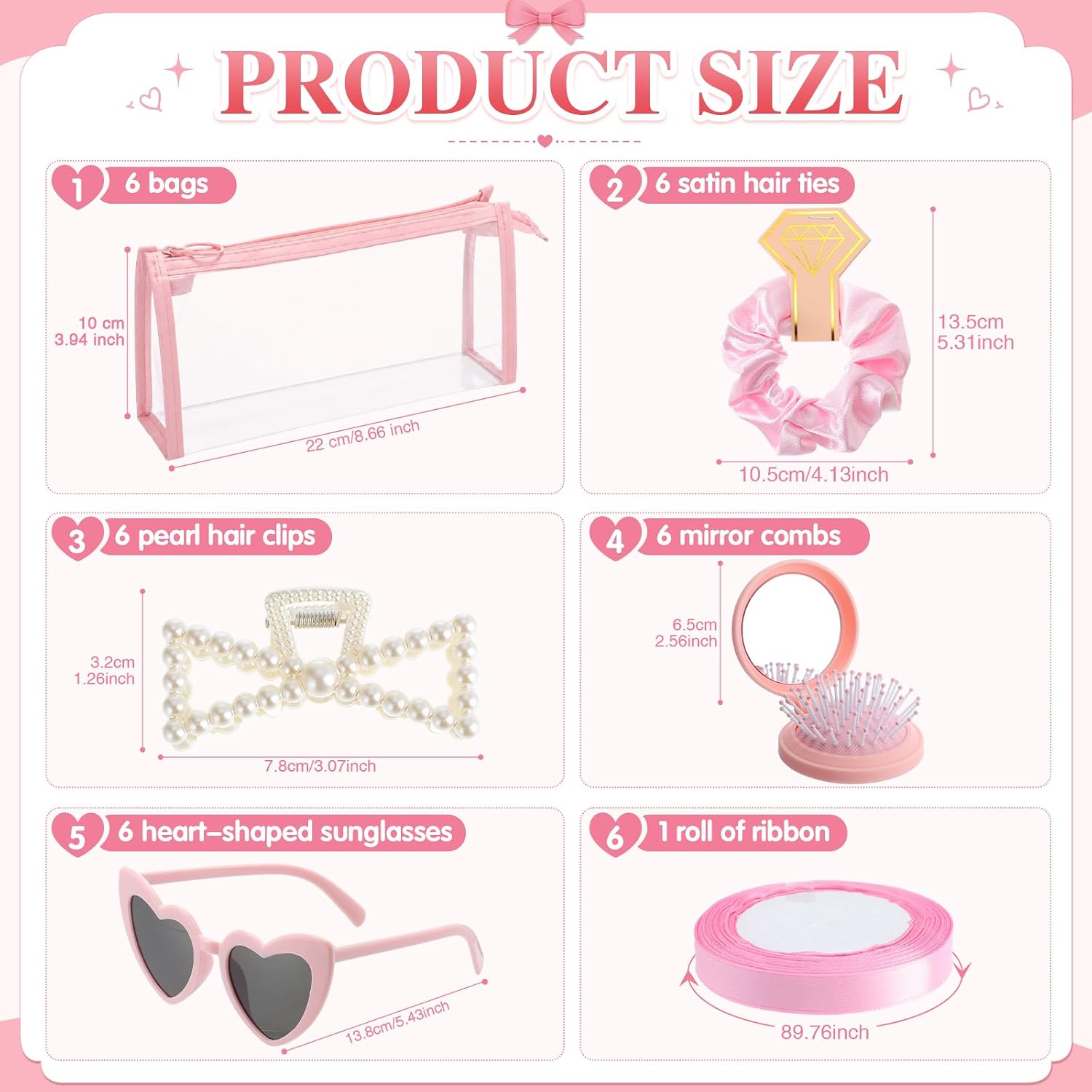31 Pcs Bridesmaid Proposal Bag Set Gifts Bachelorette Party Gifts Include Makeup Bag, Sunglasses, Hair Claw Clips, Scrunchies, Mirror Hairbrush Ribbon for Bridal Wedding Party (Pink)