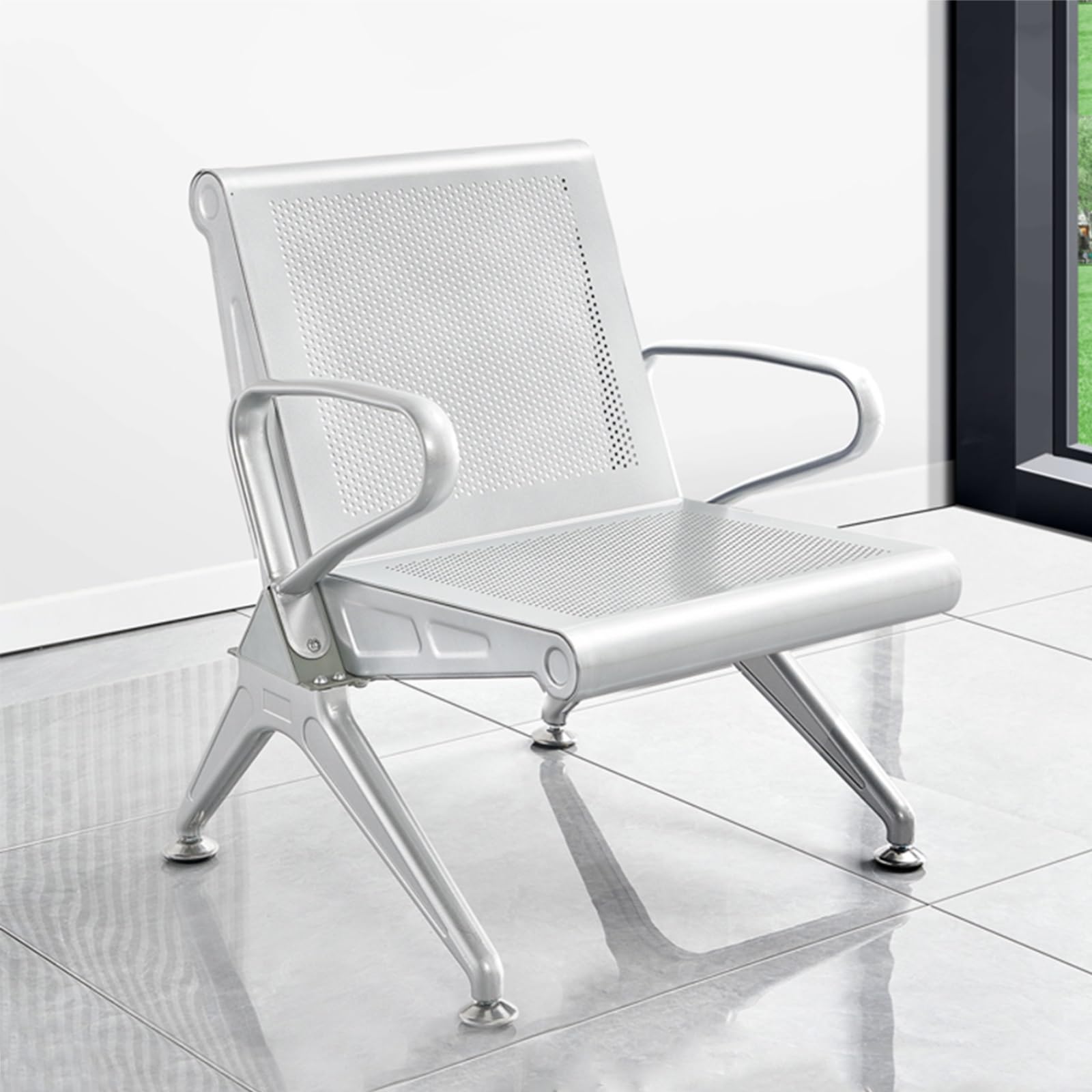 SaryEdge Comfortable Airport Reception Chairs, Steel Bench with Arms, Stylish Guest Seating for Office, Bank, and Market - Durable & Modern Design,