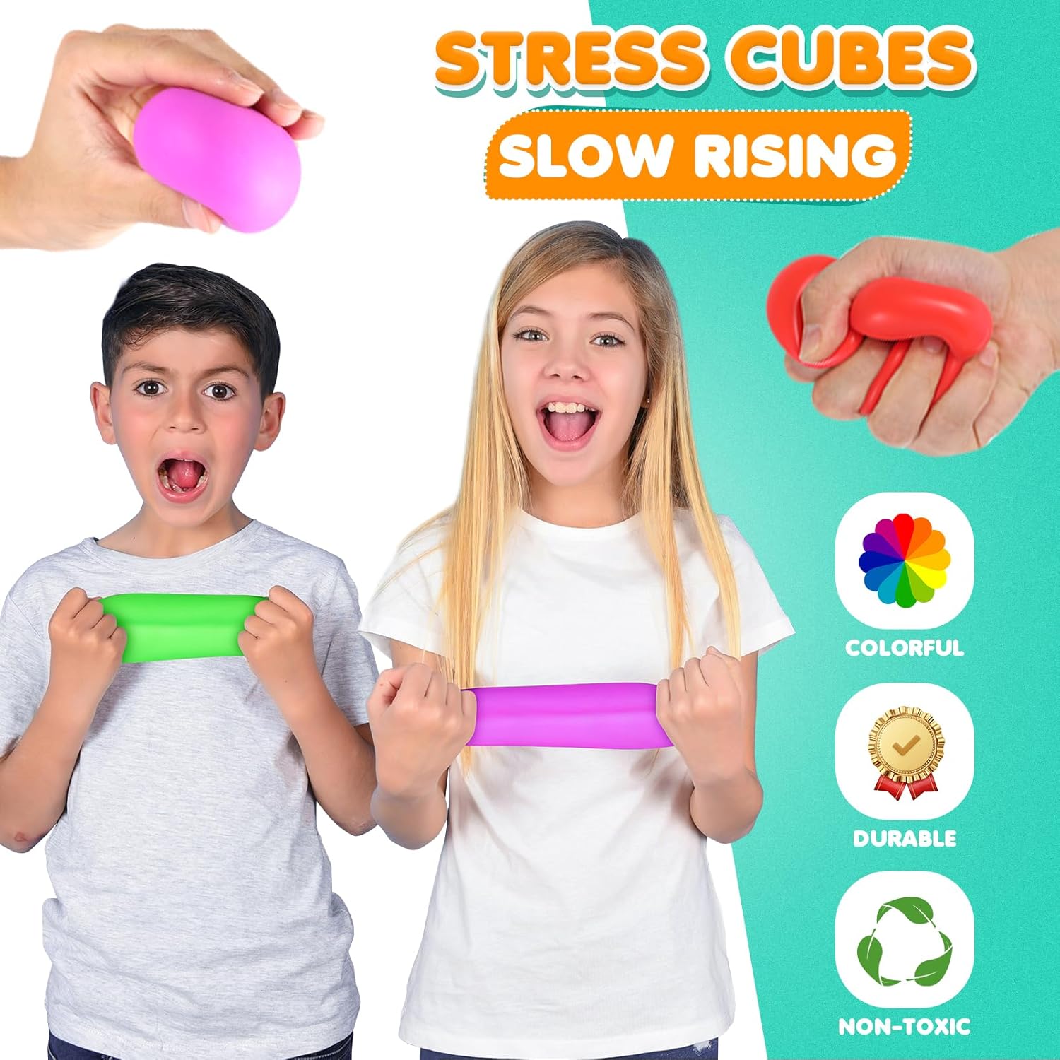 Squishy Stress Balls for Kids - 32 Pack Slow Rising Stretchy Stress Balls for Kids, Fidget Stress Toys for Autism & ADD/ADHD, Pull Stretch Fidgets for Classroom Prize Box Toys, Classroom Must Haves