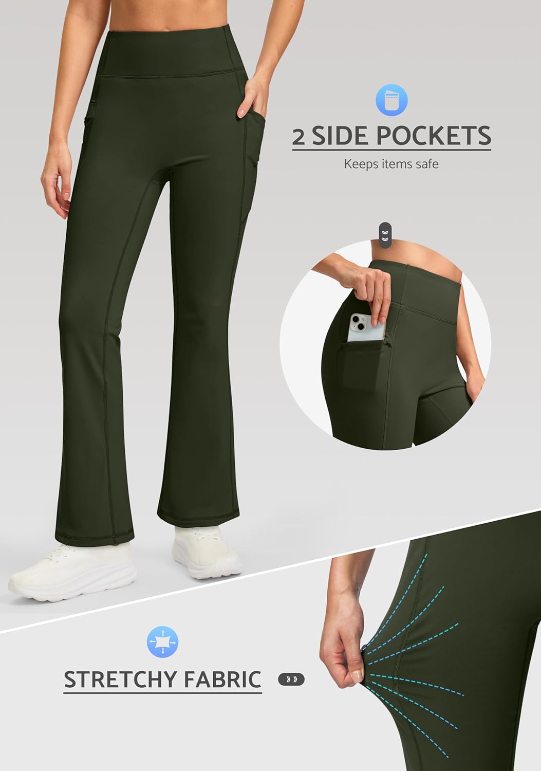 G Gradual Fleece Lined Leggings for Women No Front Seam High Waist Thermal Flare Pants with Pockets for Winter, Hiking, Yoga - Image 4