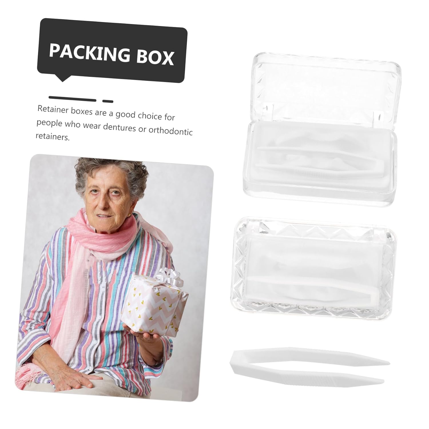 2pcs Plastic Denture Storage Box Case for Travel and Indoor Use