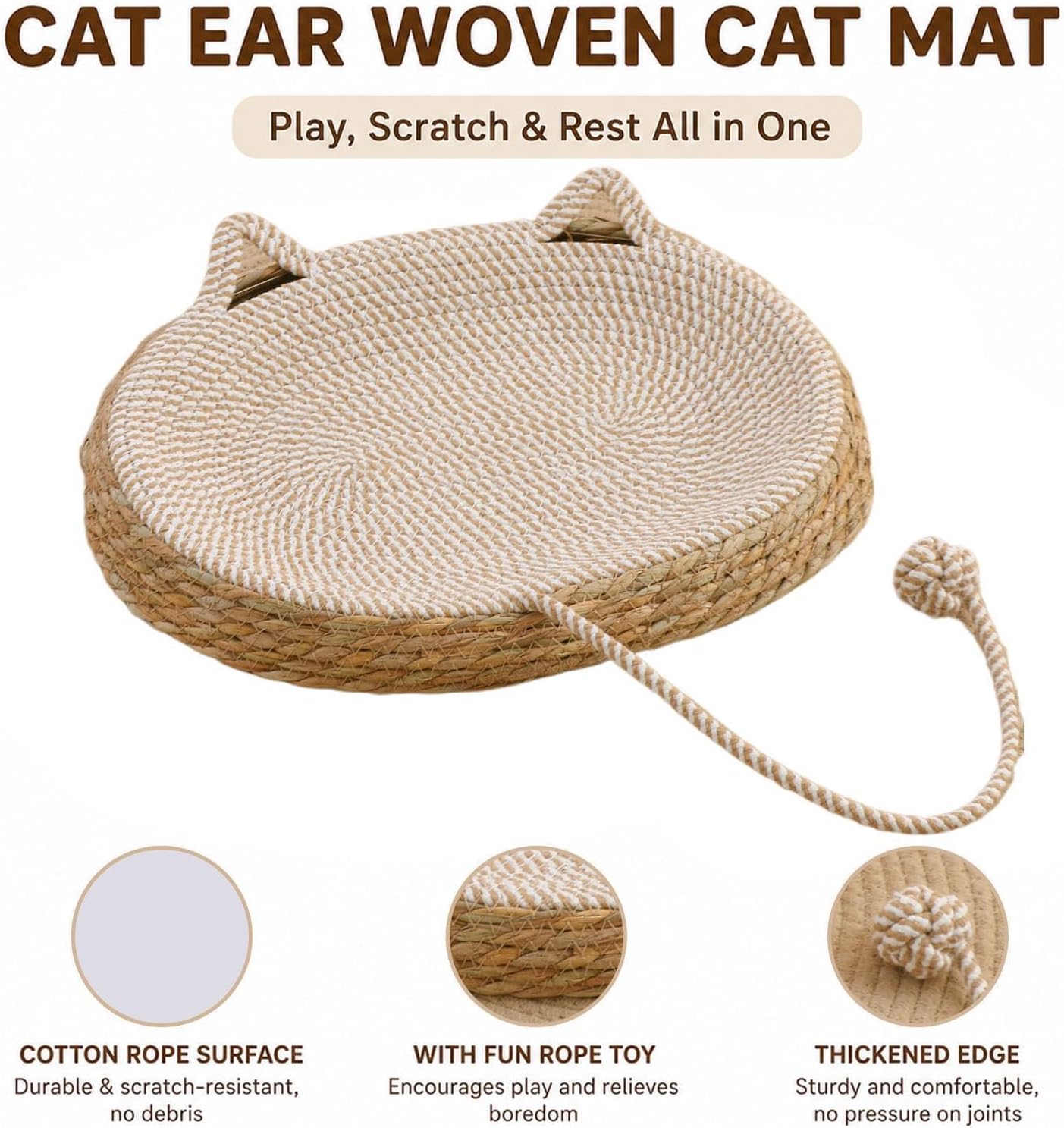 Stimuli Cat Basket,Handwoven Kitten Resting - Kitten Scratching Nest | for Pet Parents Trainers Animal Lovers Home Apartment Living Room Office Shelters image 5