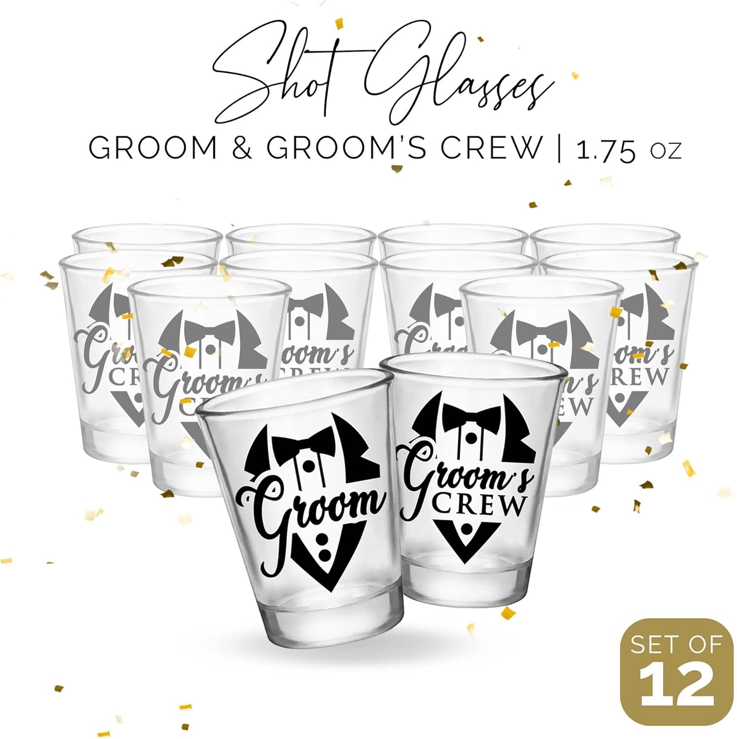 Groom and Bachelor Party Crew Squad Shot Glasses and Can Coolers - Set of 24 - Perfect Bachelor Party Decorations and as Grooms Men Gifts