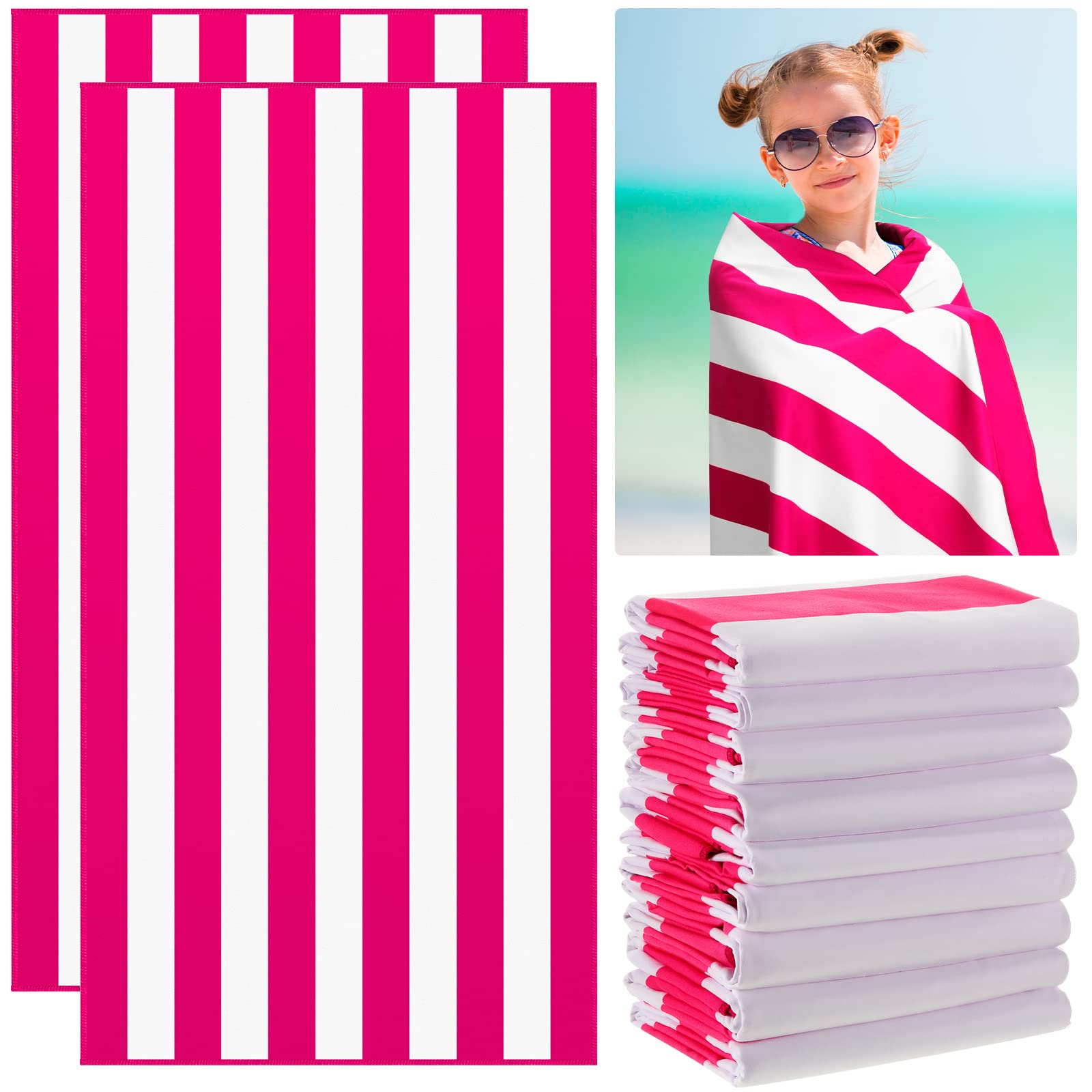 12 Pcs Oversized Microfiber Beach Towel Set 63''x32'' Extra Large Quick Dry Lightweight Thin Sand Free Cabana Pool Towels Bulk for Adults Travel Swim