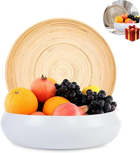 BaydenB Frutero decorativo de bambĂş hilado para encimera de cocina y decoraciĂłn del hogar (blanco) BaydenB Frutero decorativo de bambĂş hilado para encimera de cocina y decoraciĂłn del hogar (blanco)