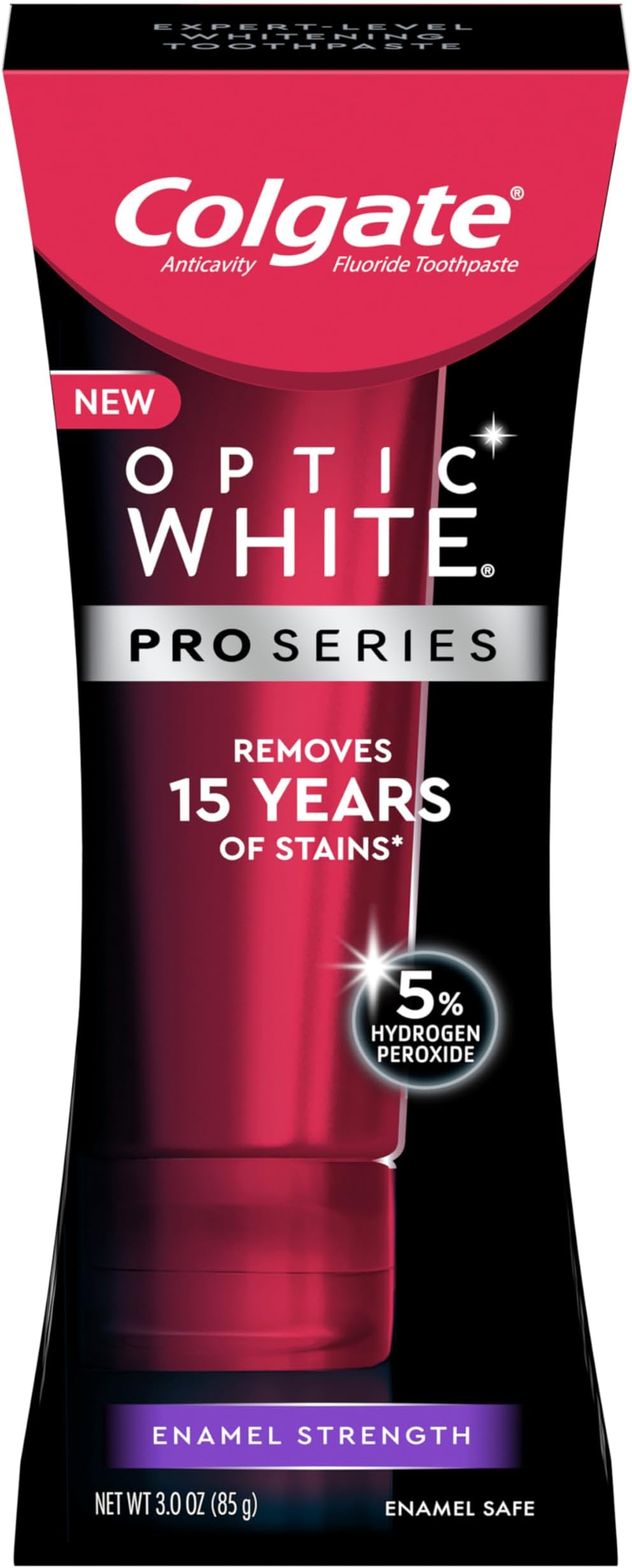 Optic White Pro Series Whitening Toothpaste with 5% Hydrogen Peroxide, Enamel Strength, 3 oz Tube