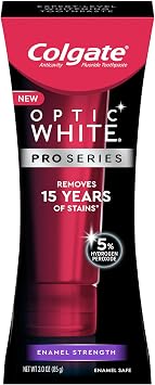 Colgate Optic White Pro Series Whitening Toothpaste with 5% Hydrogen Peroxide, Enamel Strength, 3 oz Tube