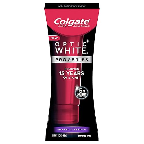 Colgate Optic White Pro Series Pasta dental blanqueadora con 5% de peróxido de hidrógeno, resistencia al esmalte, tubo de 3 onzas