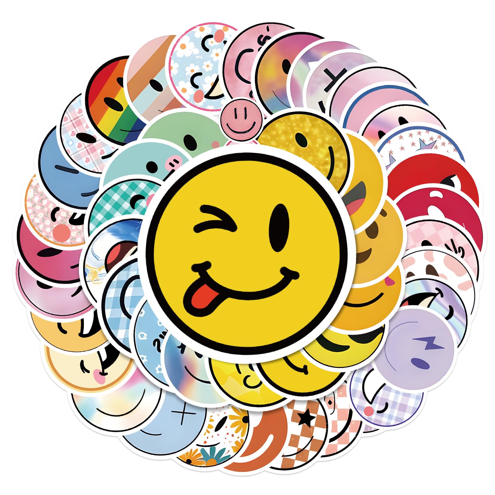G2PLUS 100PCS Smiley Face Reward Stickers for Students: Cute Waterproof Vinyl Round Stickers for Classroom Rewards, School Supplies, Water Bottles, Notebooks and Crafts — image 1