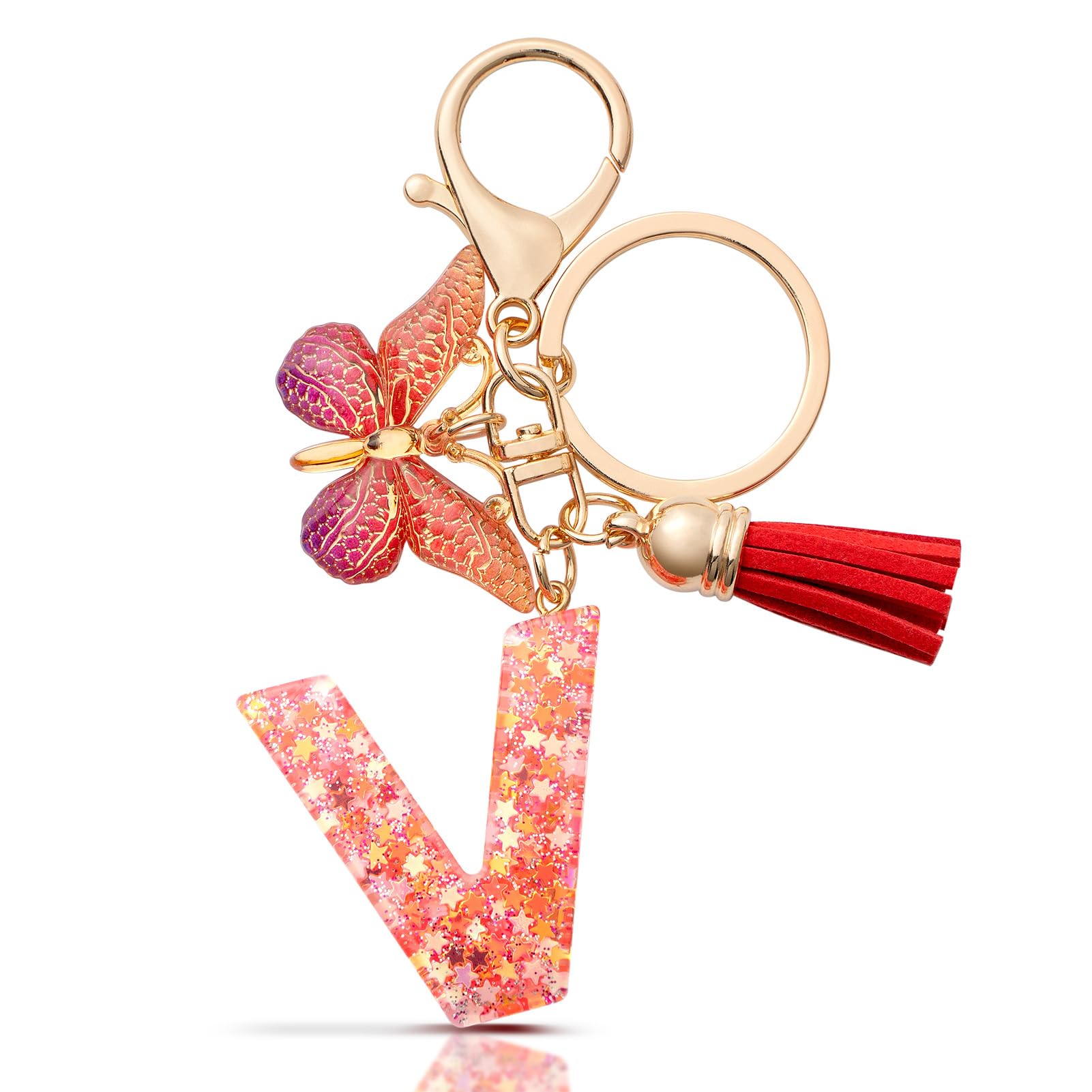 MORSUNBELA Schlüsselanhänger Buchstabe Mädchen Keychain mit Anfangsbuchstabe Schlüssel Anhänger mit Buchstaben für Frauen Damen