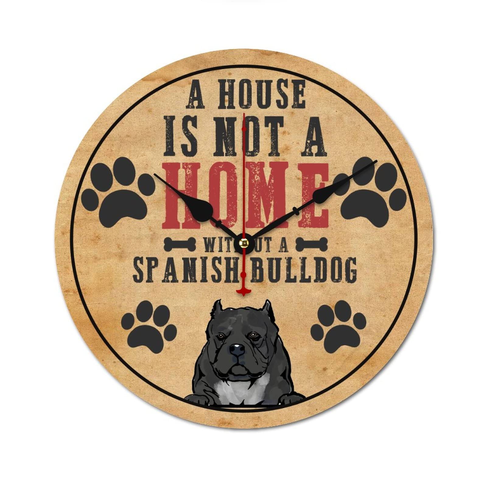 Horloge murale bouledogue espagnol 38 cm pour chambre et maison