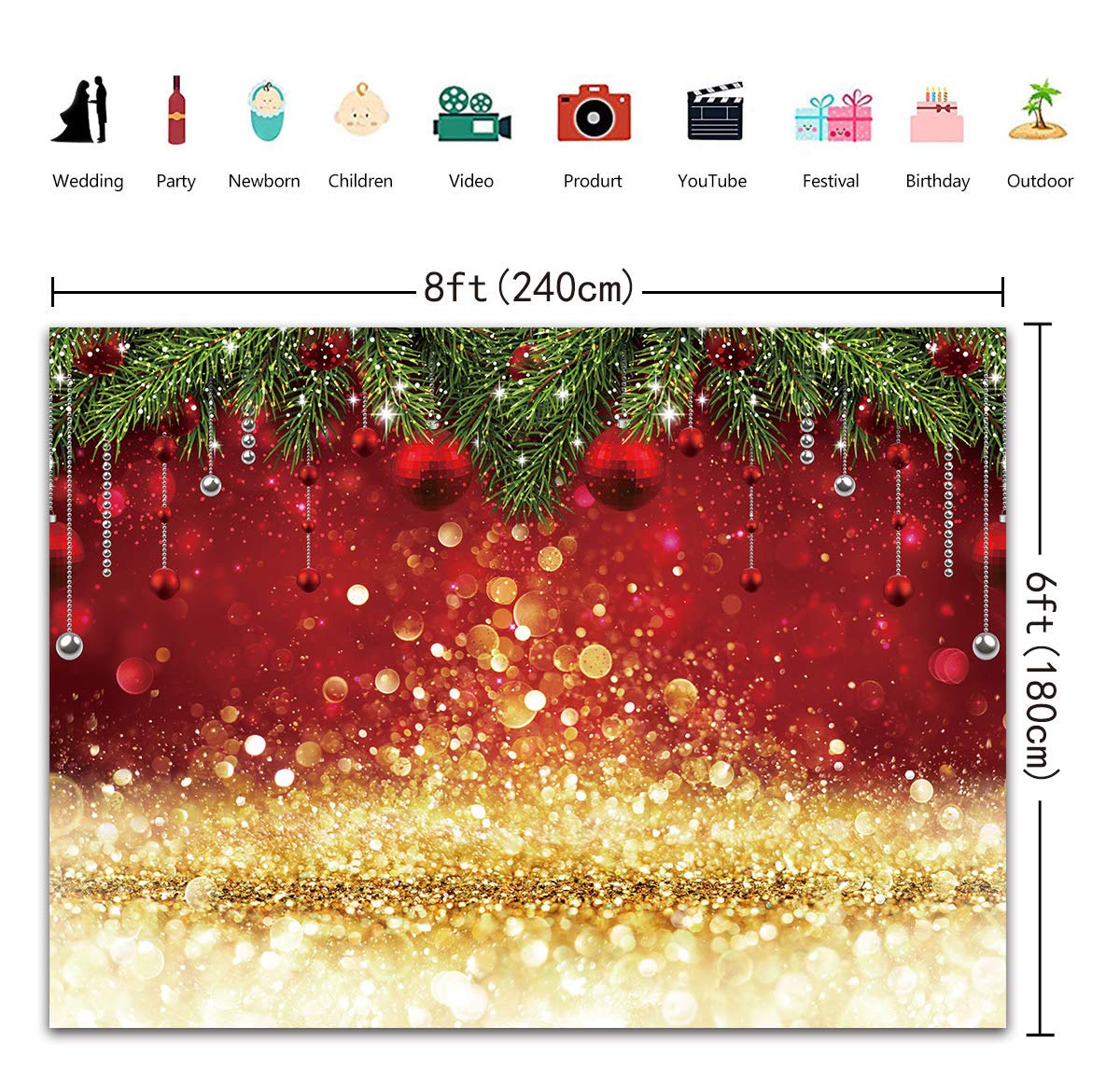 Runder Fotohintergrund „Merry Christmas“ – Für Weihnachtsfotos, Feiern & Deko (2,2 M Durchmesser)