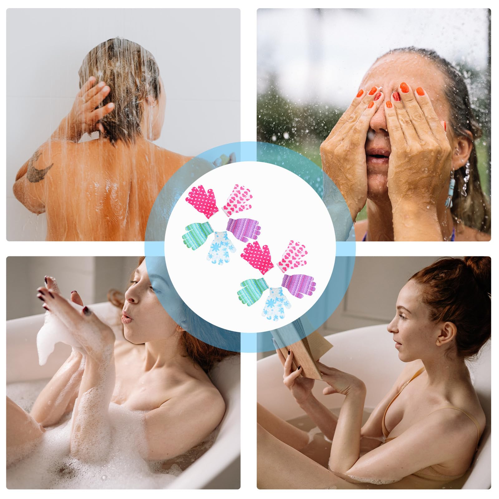 MAGICLULU 30 Pz guanti da bagno spugna esfoliante per il corpo guanto da bagno exfoliating gloves scrubber detergente per il corpo guanti da massaggio fiore da bagno