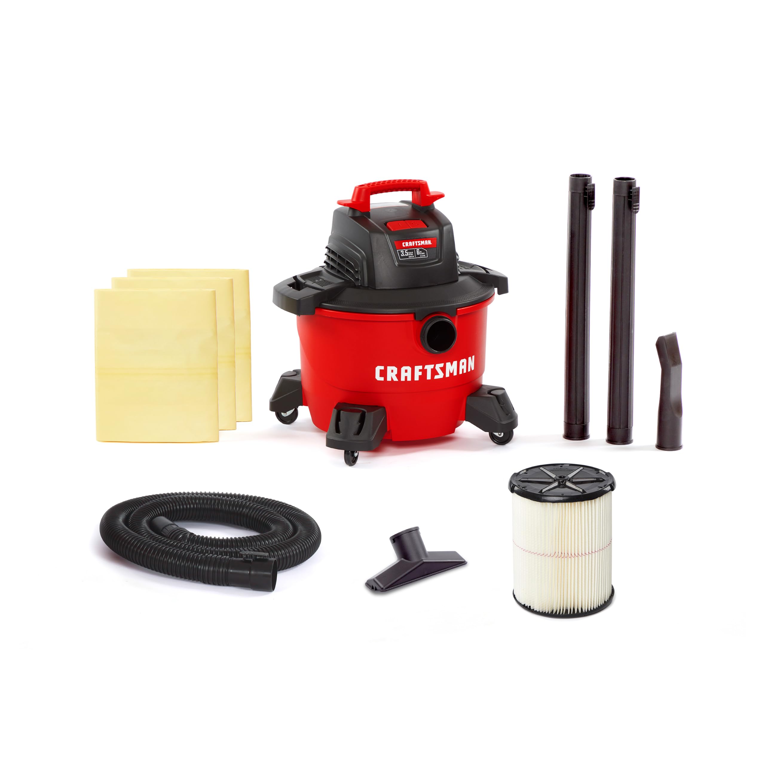 CRAFTSMAN CMXEVBE17584 6 Gallon 3.5 Peak HP Wet Dry Shop Vacuum Bundle