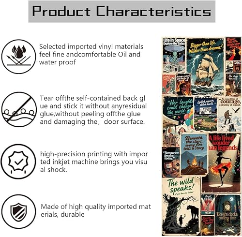 Miniatura 3 de arricraft 2 calcomanías autoadhesivas para puerta, 31.5 x 78.7 pulgadas, pósteres retro de películas, murales de puerta, calcomanías de PVC