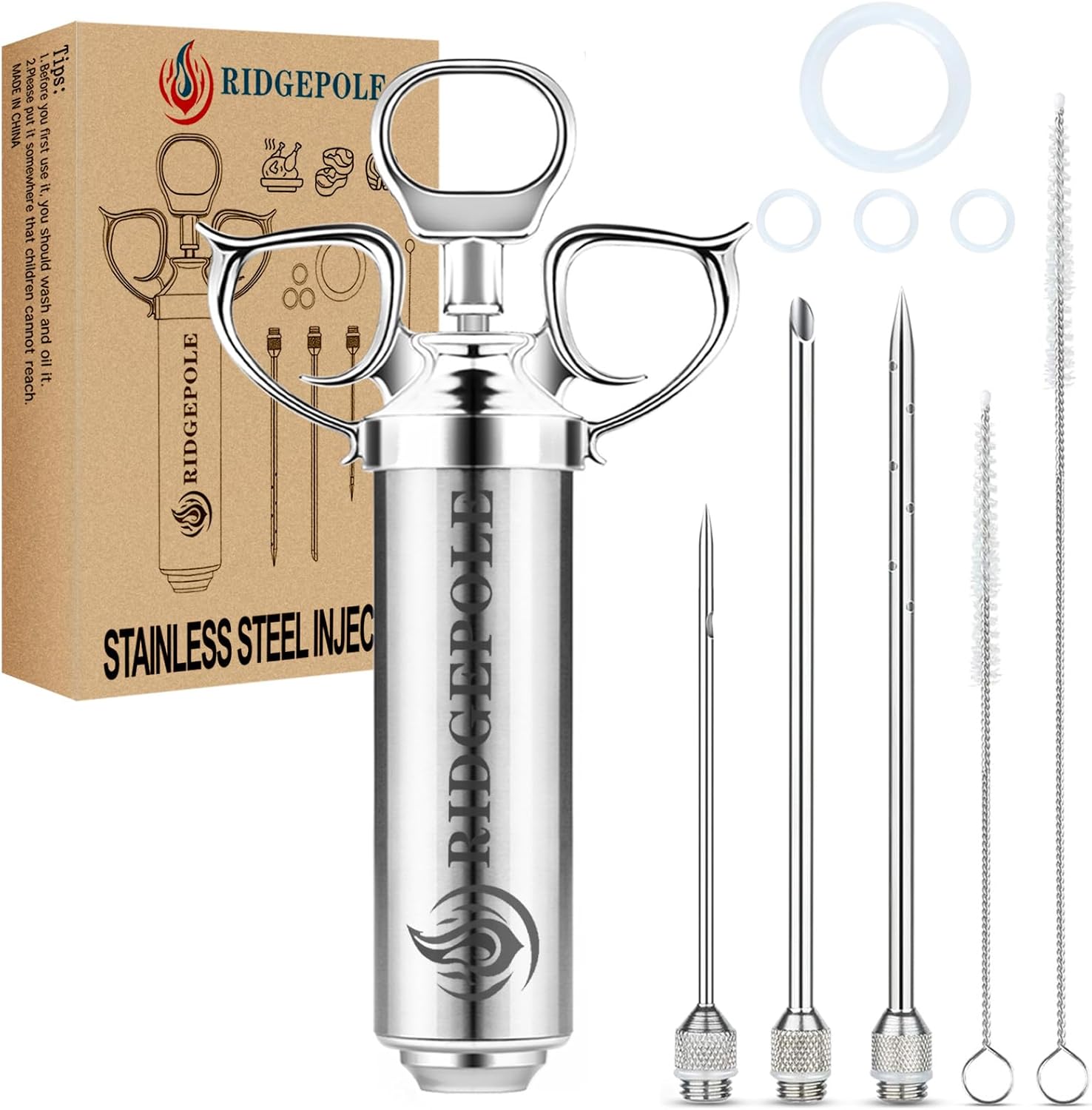 Meat Injector, Marinade Injector with 3 Marinade Needles,Turkey Injector Syringe,2oz Large Capacity,Valentines Day Gifts for Men Dad Husband Him,304 Stainless Steel for Meats,Beef,Turkey