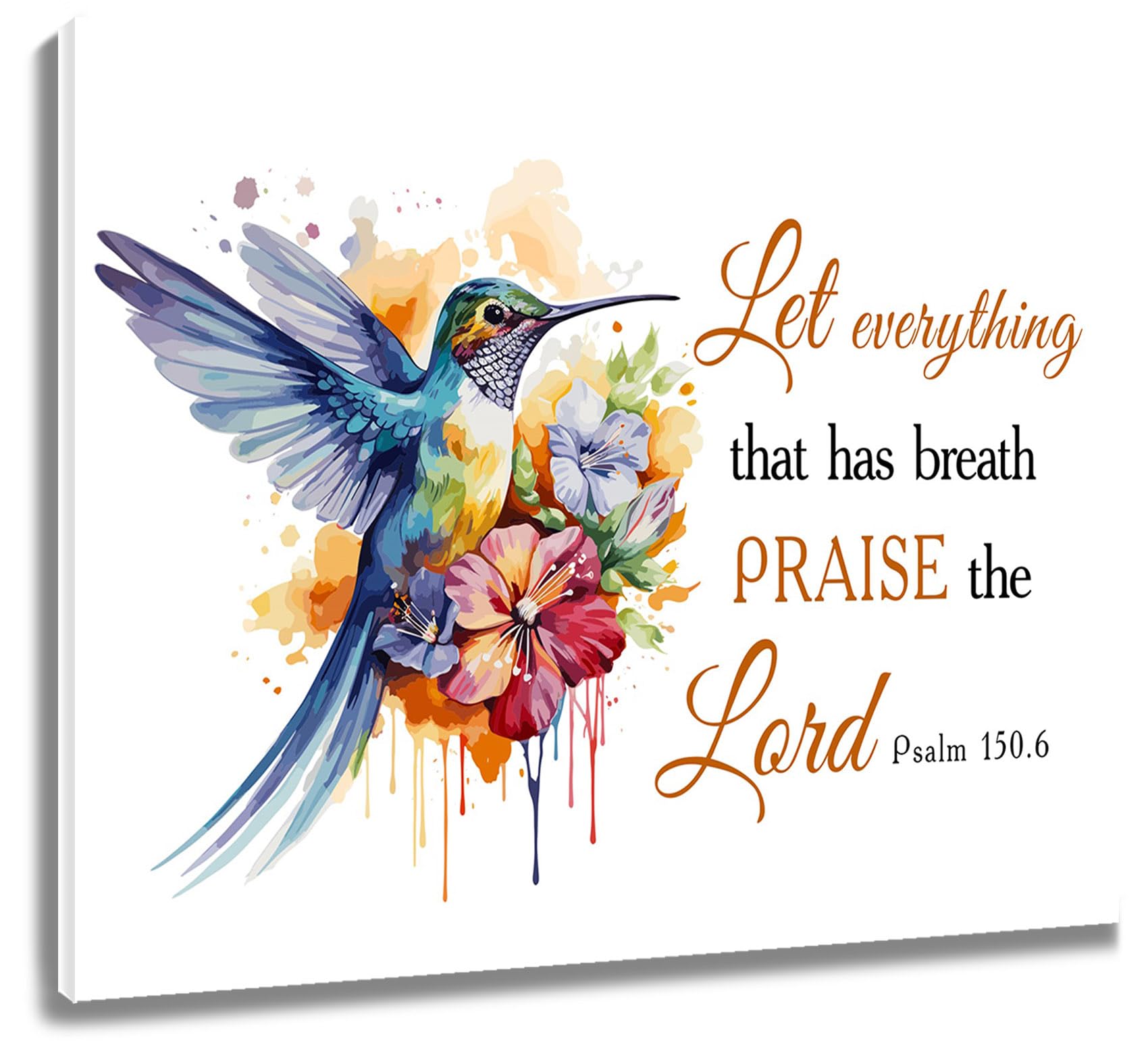 Amazon.com: HVEST Hummingbird Floral Wall Art Blue Bird with