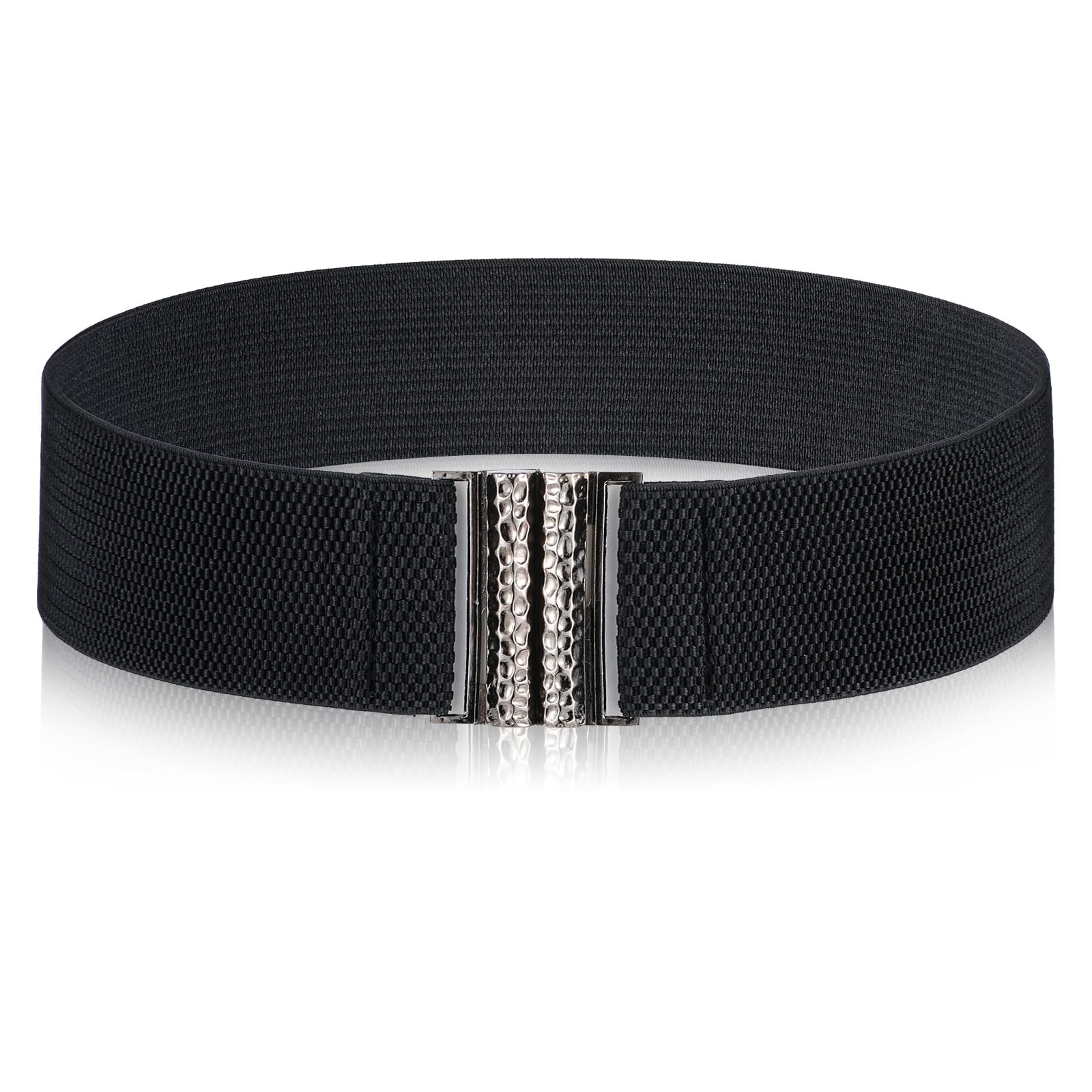Elastic Belts for Women Stretch 27 2 Inch Wide Stretchy Belts Vintage Black Adjustable Dress Belt with Gold