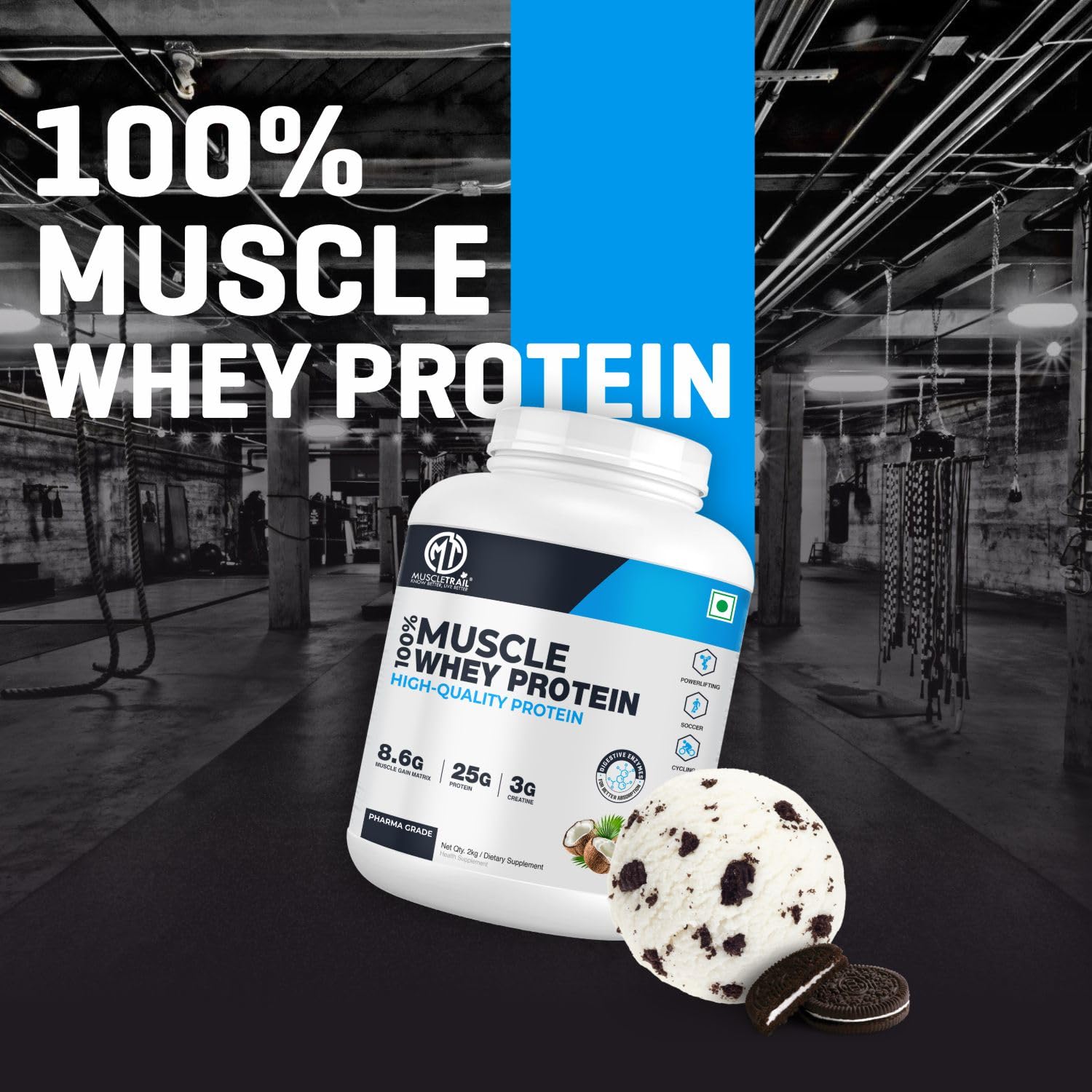 MuscleTrail Pharma Grade Muscle Gain Whey Protein | 21g Protein, 44 Servings, Support Muscle Growth Recovery | 179 Calories | 8g Carbs Protein (2kg, Chocolate) — Amazon image 5
